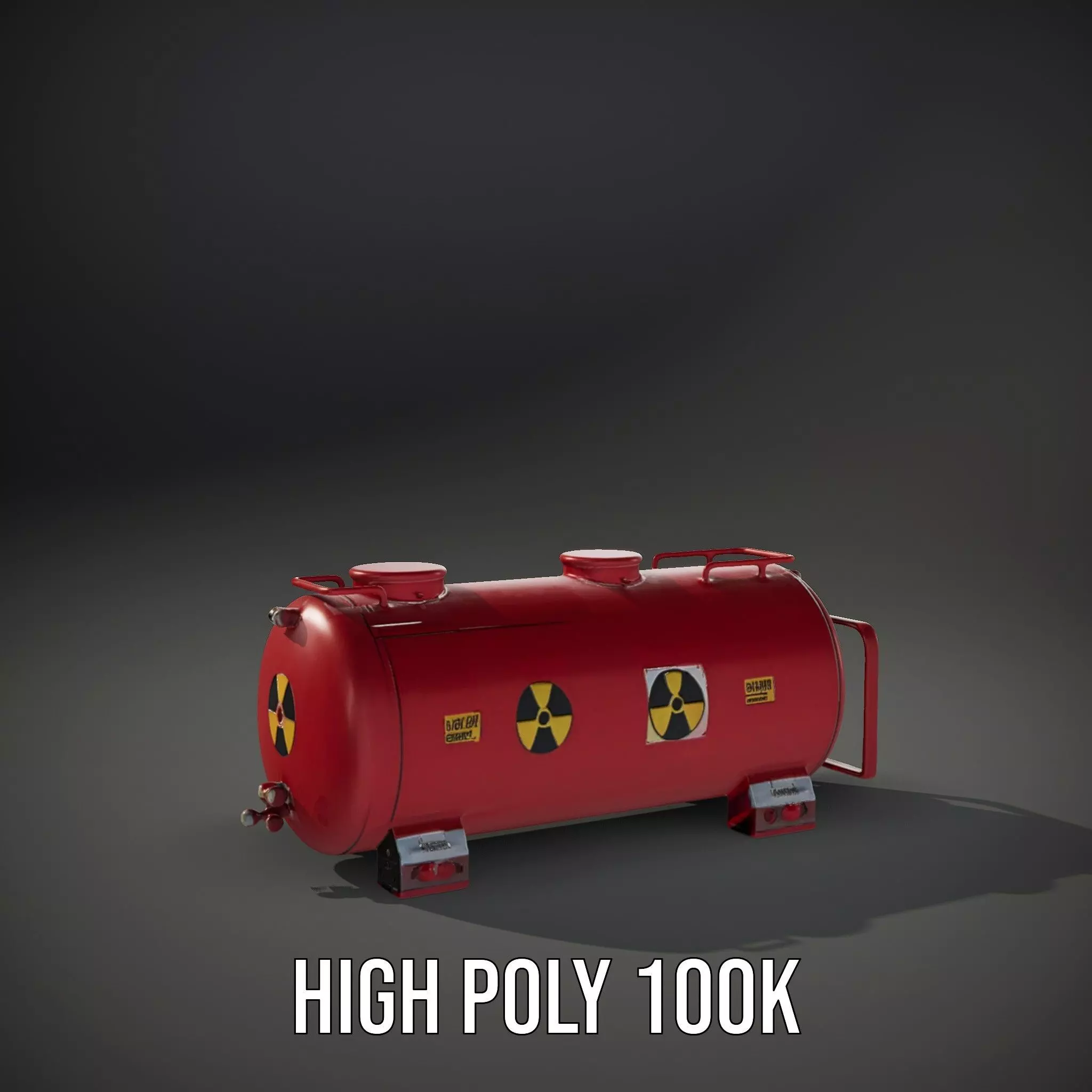Industrial Red Storage Tank model pack with radiation symbol Low-poly 3D model_10