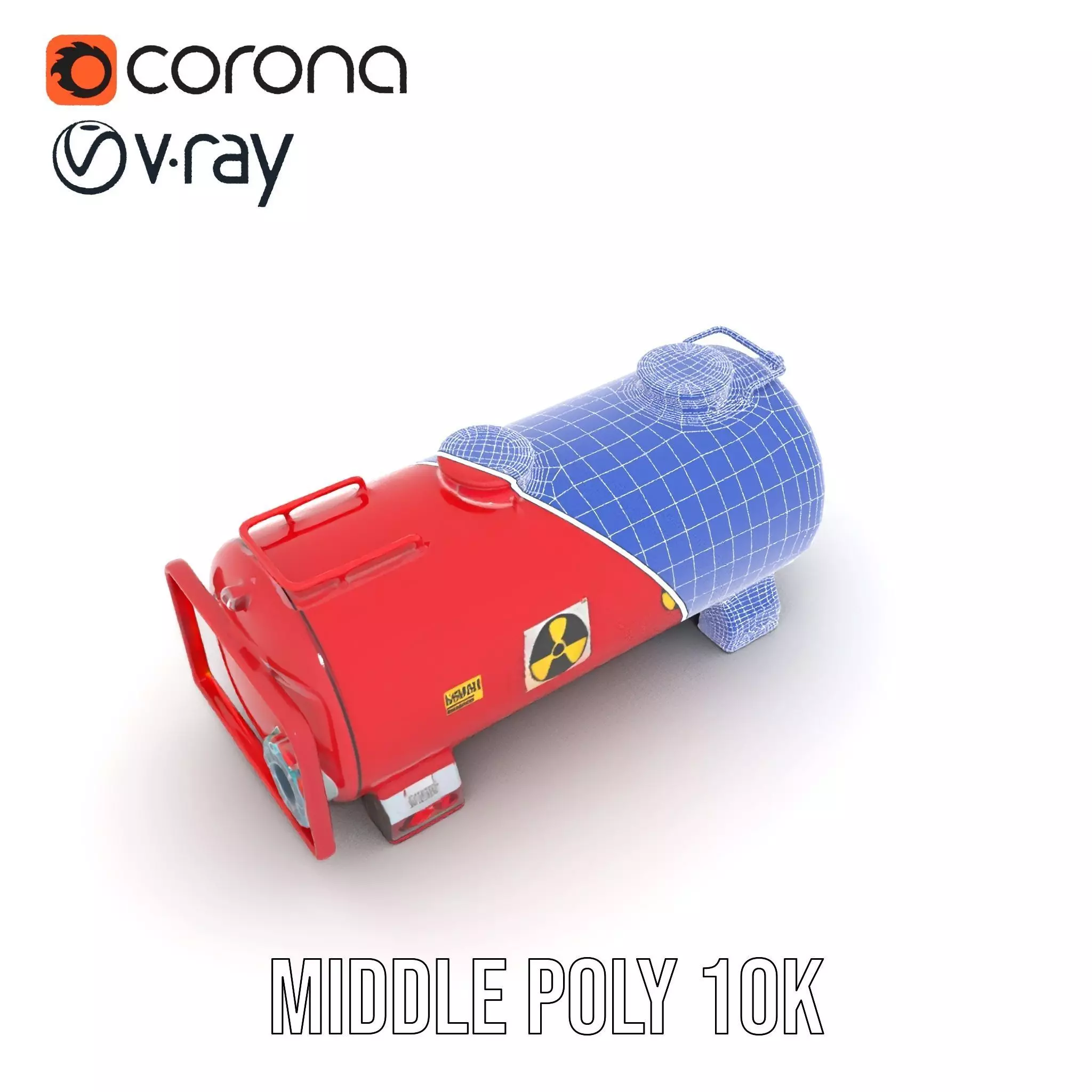 Industrial Red Storage Tank model pack with radiation symbol Low-poly 3D model_27