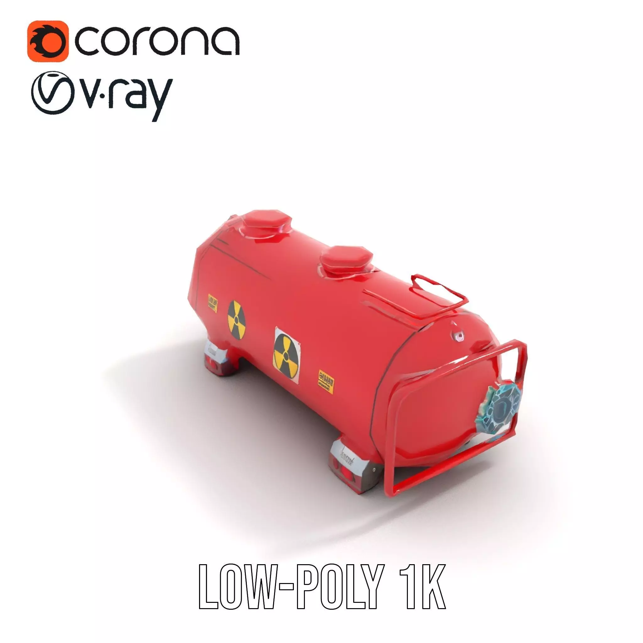 Industrial Red Storage Tank model pack with radiation symbol Low-poly 3D model_7