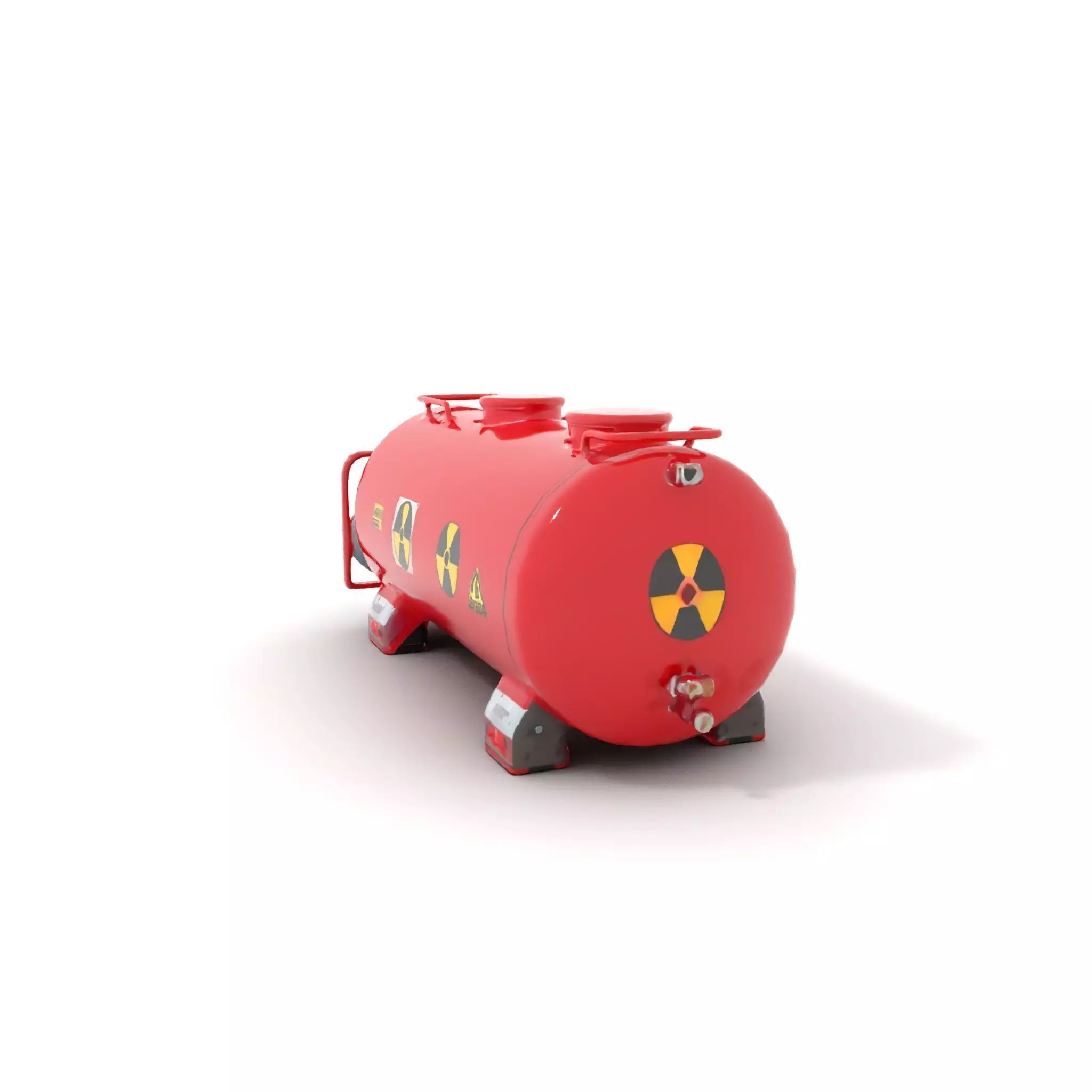 Industrial Red Storage Tank model pack with radiation symbol Low-poly 3D model_13