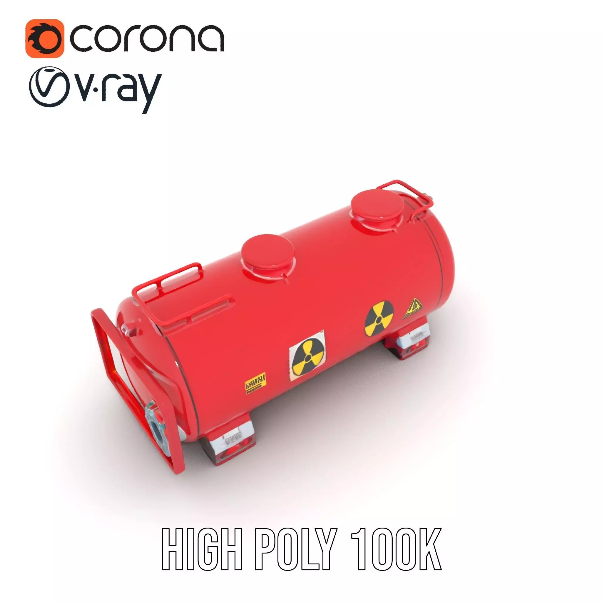 Industrial Red Storage Tank model pack with radiation symbol Low-poly 3D model_23