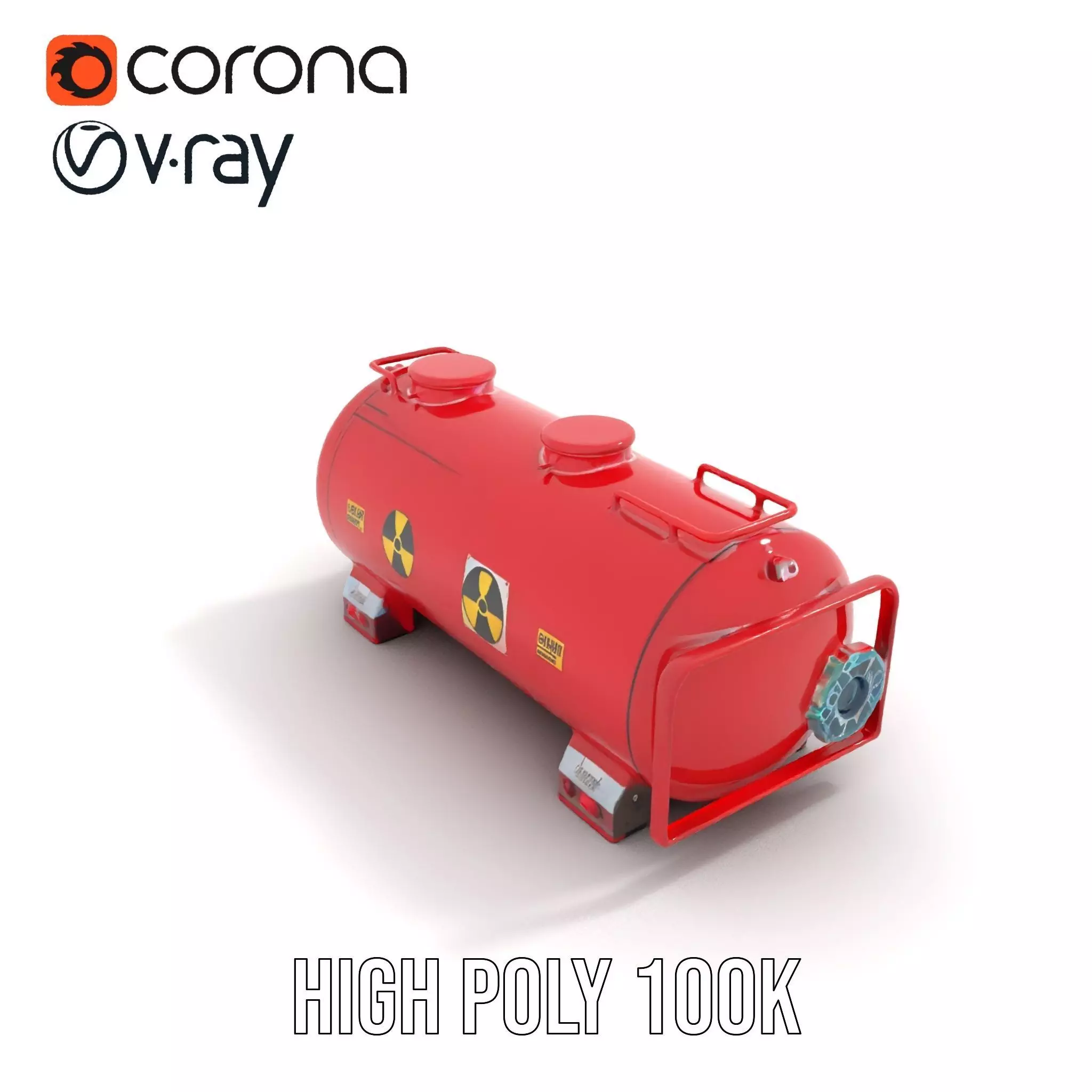 Industrial Red Storage Tank model pack with radiation symbol Low-poly 3D model_15