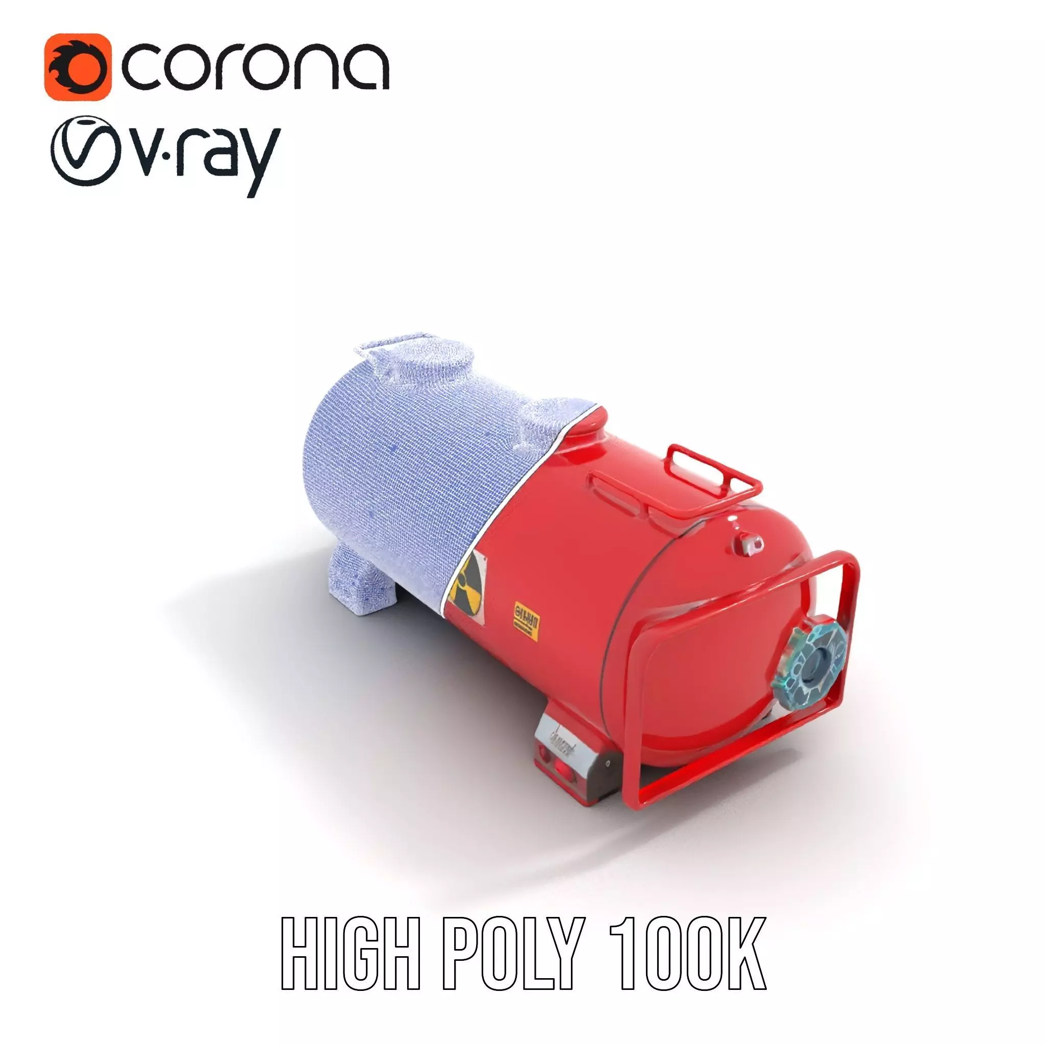 Industrial Red Storage Tank model pack with radiation symbol Low-poly 3D model_34