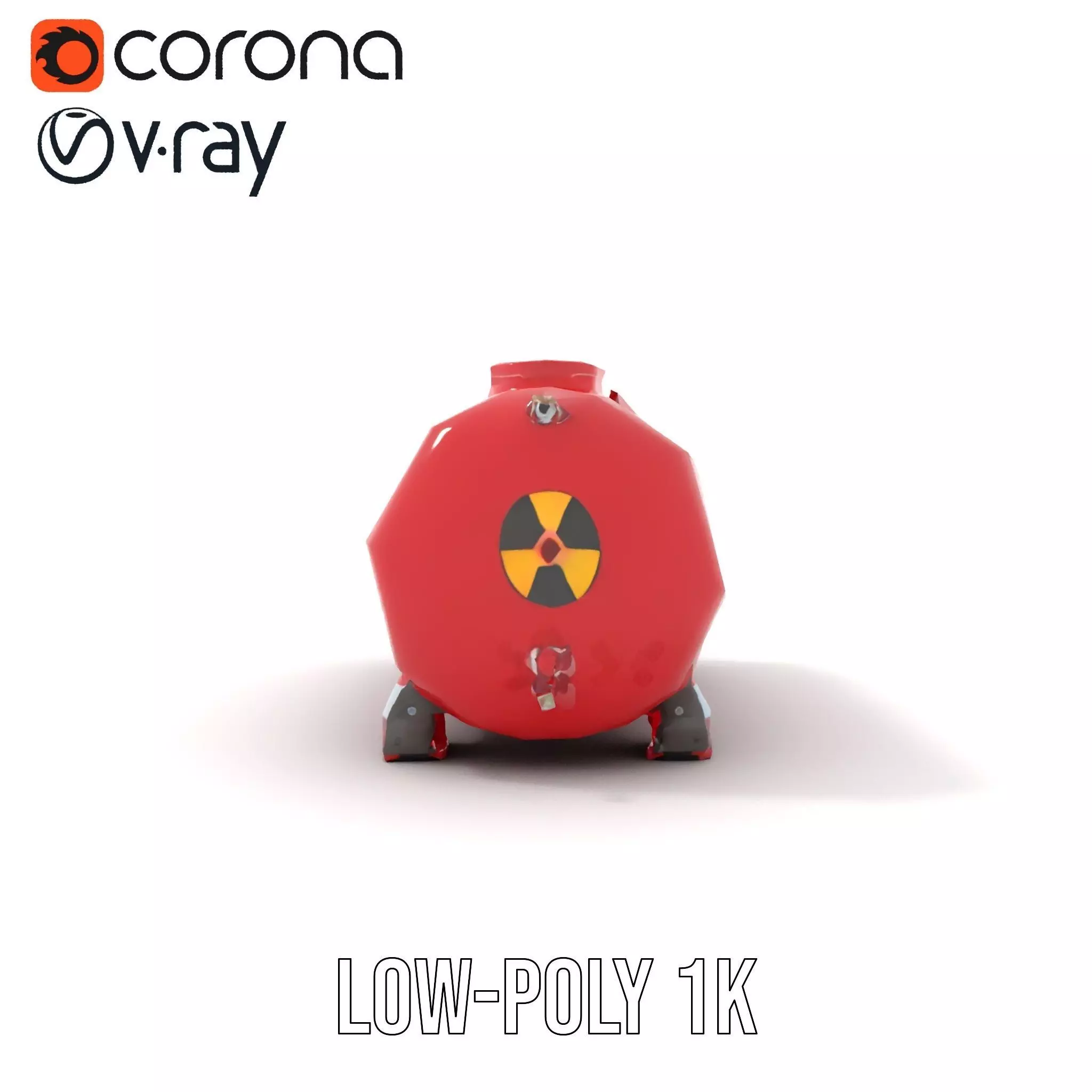 Industrial Red Storage Tank model pack with radiation symbol Low-poly 3D model_28