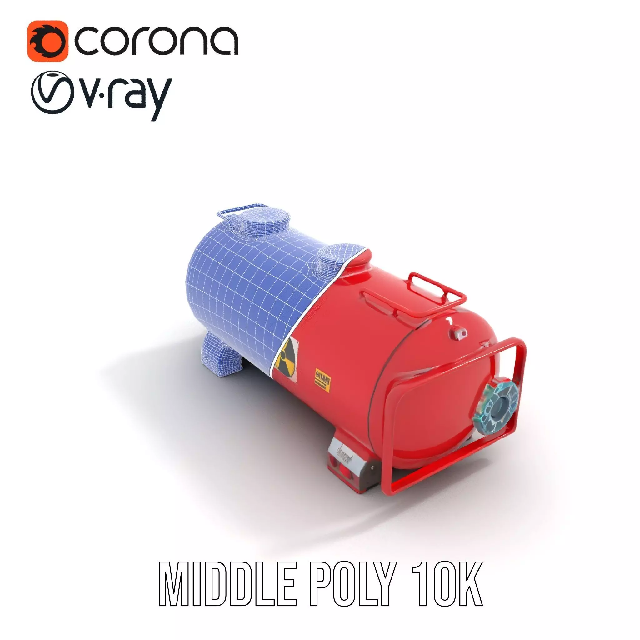 Industrial Red Storage Tank model pack with radiation symbol Low-poly 3D model_6