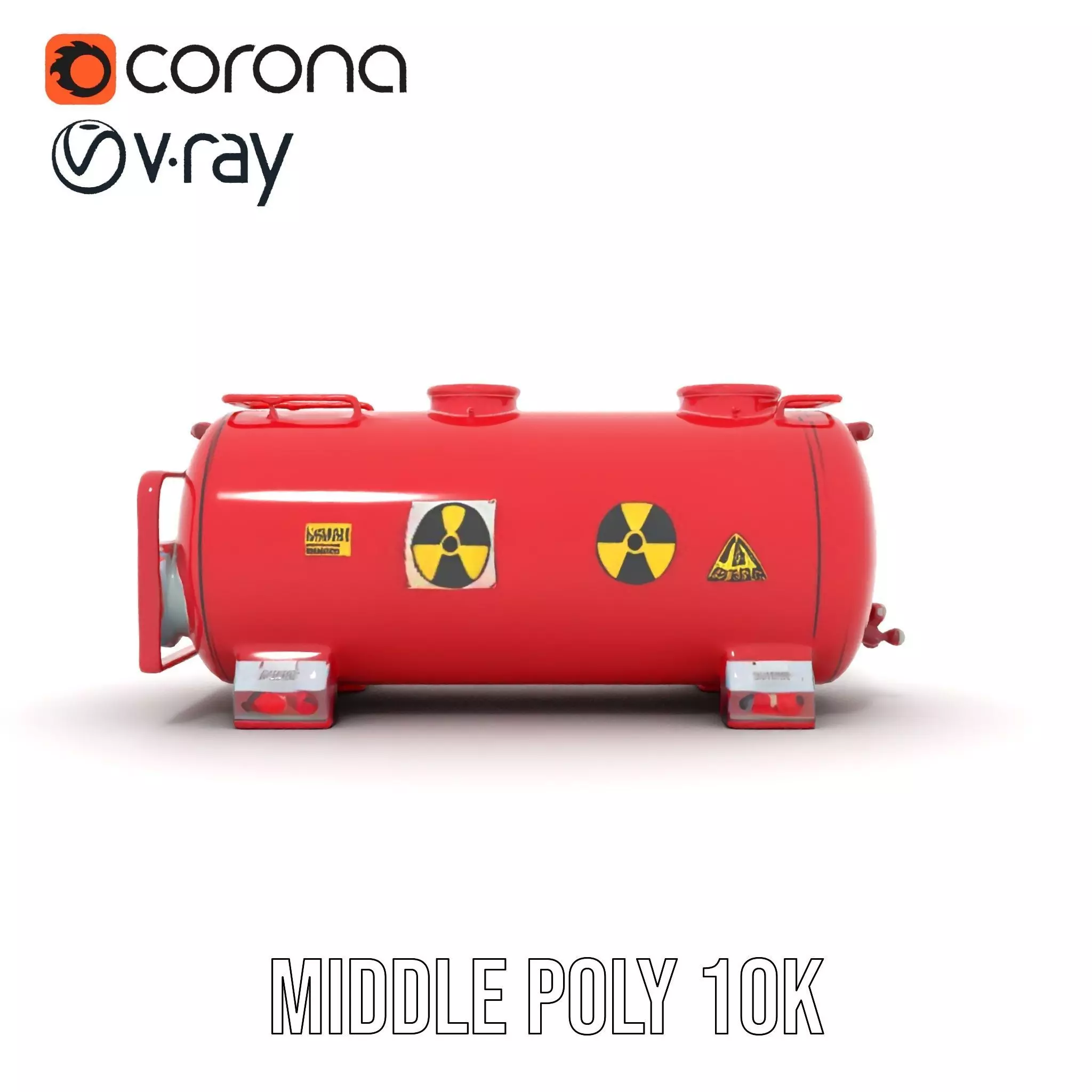 Industrial Red Storage Tank model pack with radiation symbol Low-poly 3D model_5