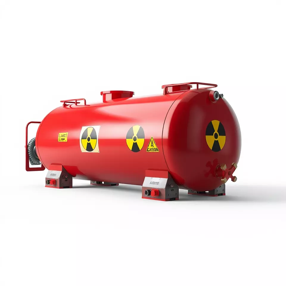 Industrial Red Storage Tank model pack with radiation symbol Low-poly 3D model_2