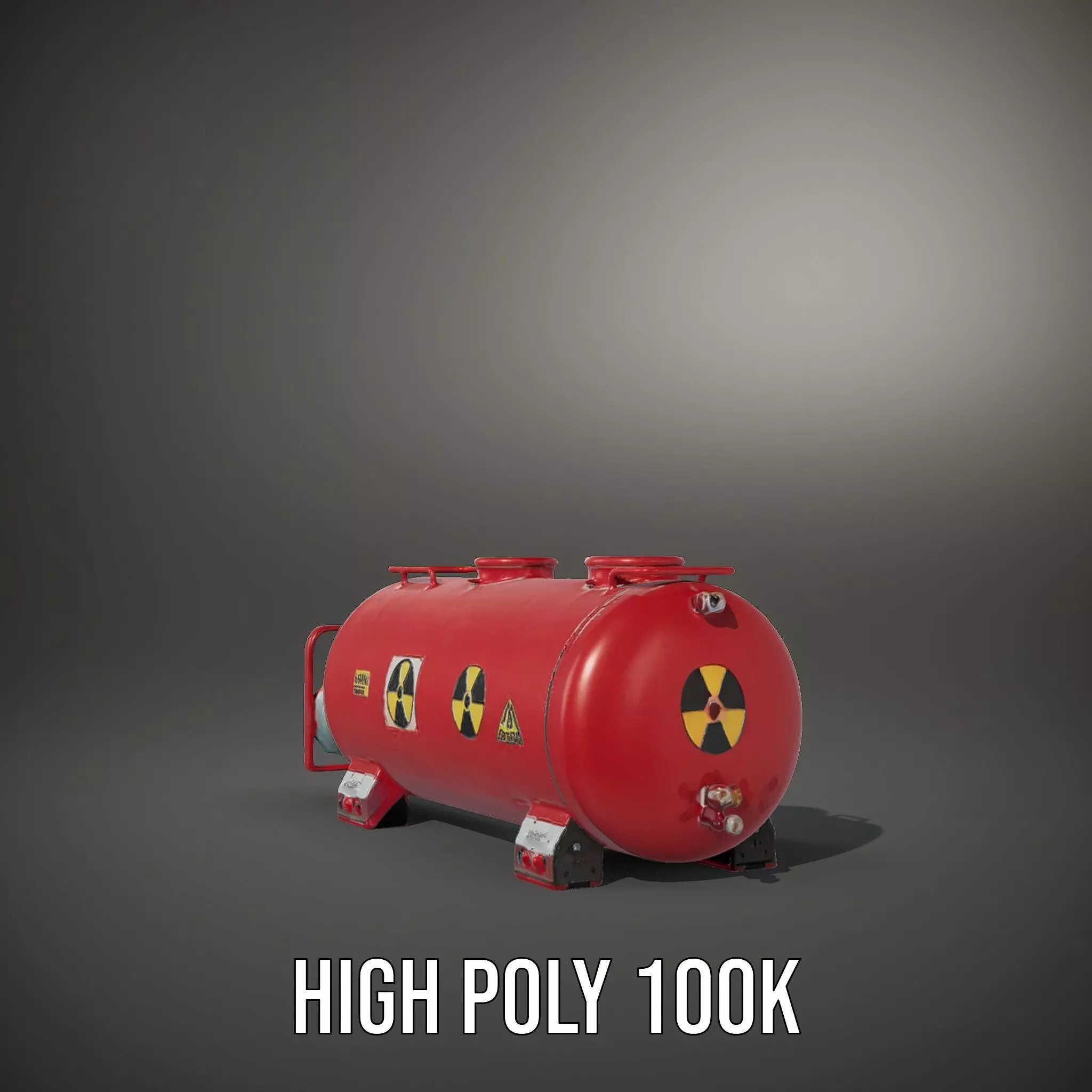 Industrial Red Storage Tank model pack with radiation symbol Low-poly 3D model_8