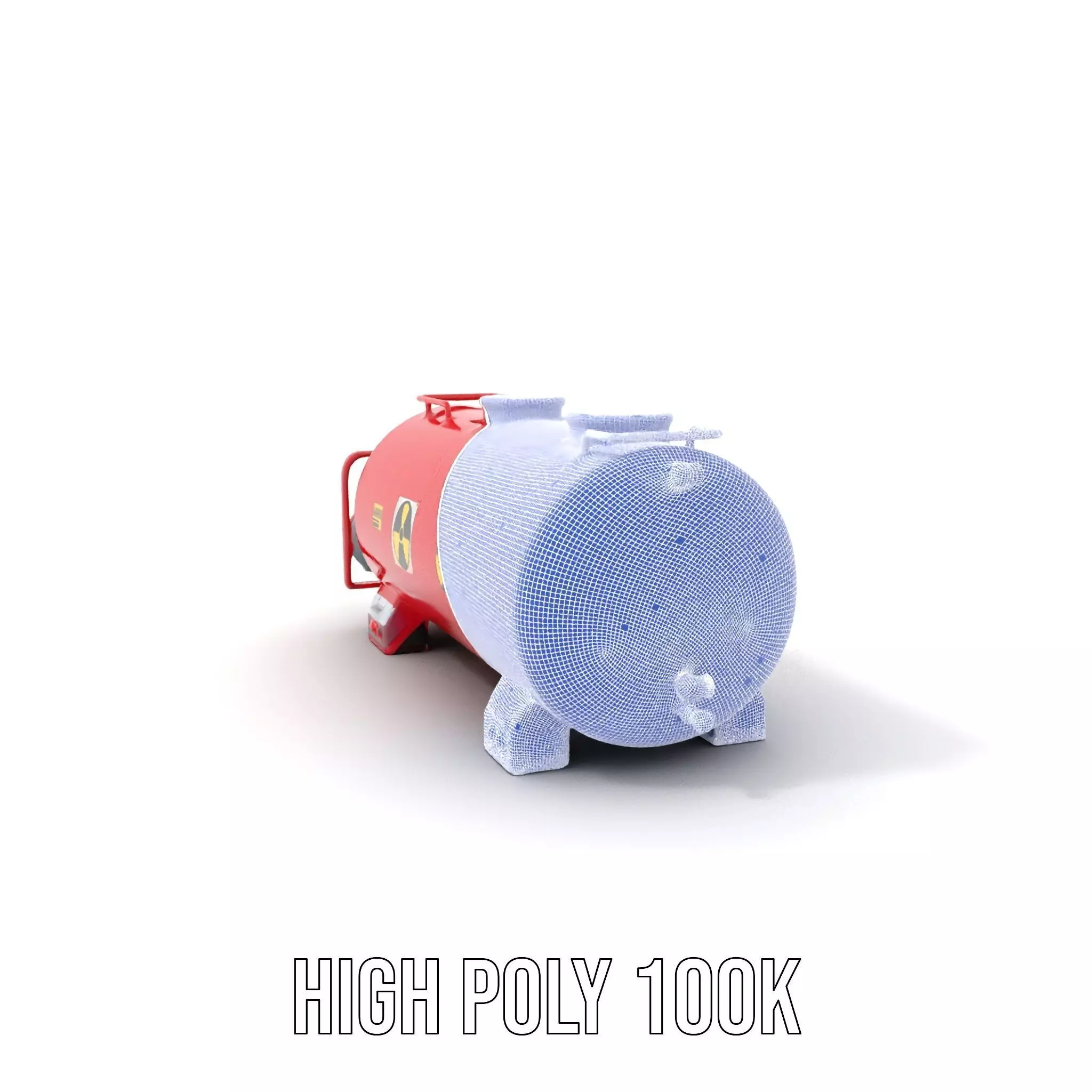 Industrial Red Storage Tank model pack with radiation symbol Low-poly 3D model_4