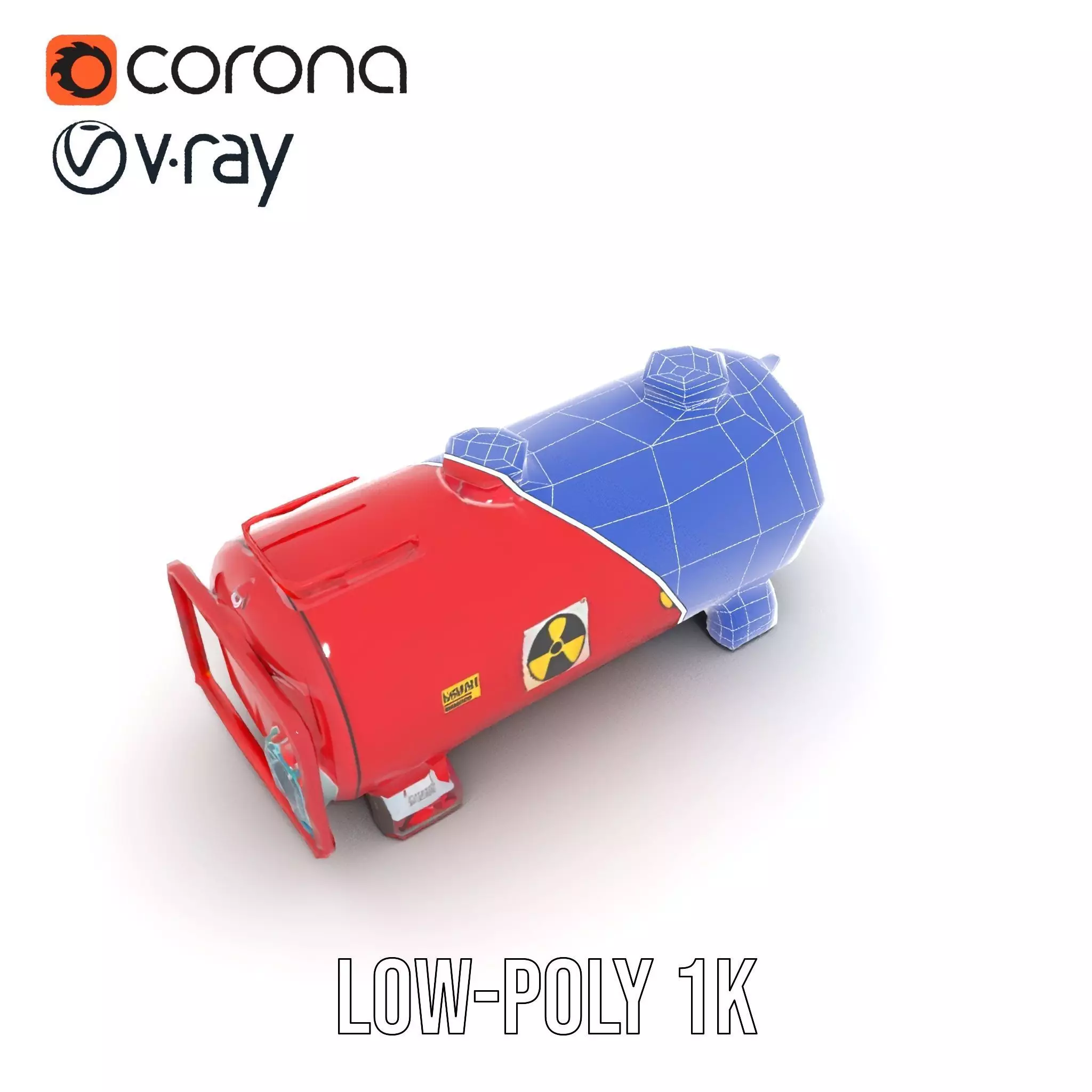 Industrial Red Storage Tank model pack with radiation symbol Low-poly 3D model_25