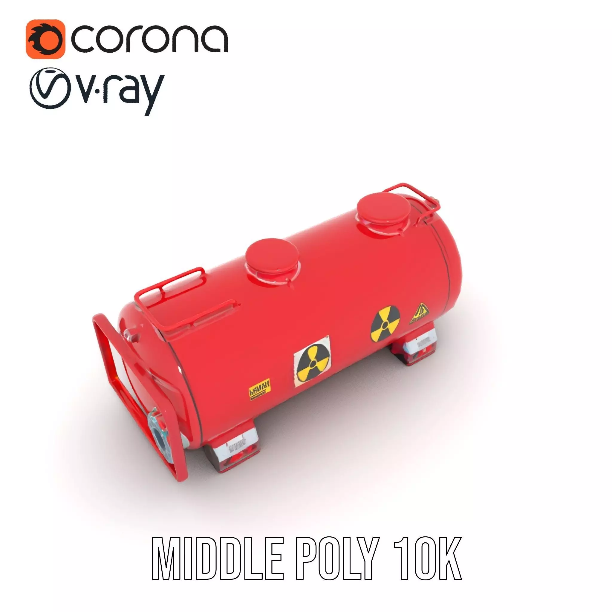 Industrial Red Storage Tank model pack with radiation symbol Low-poly 3D model_21