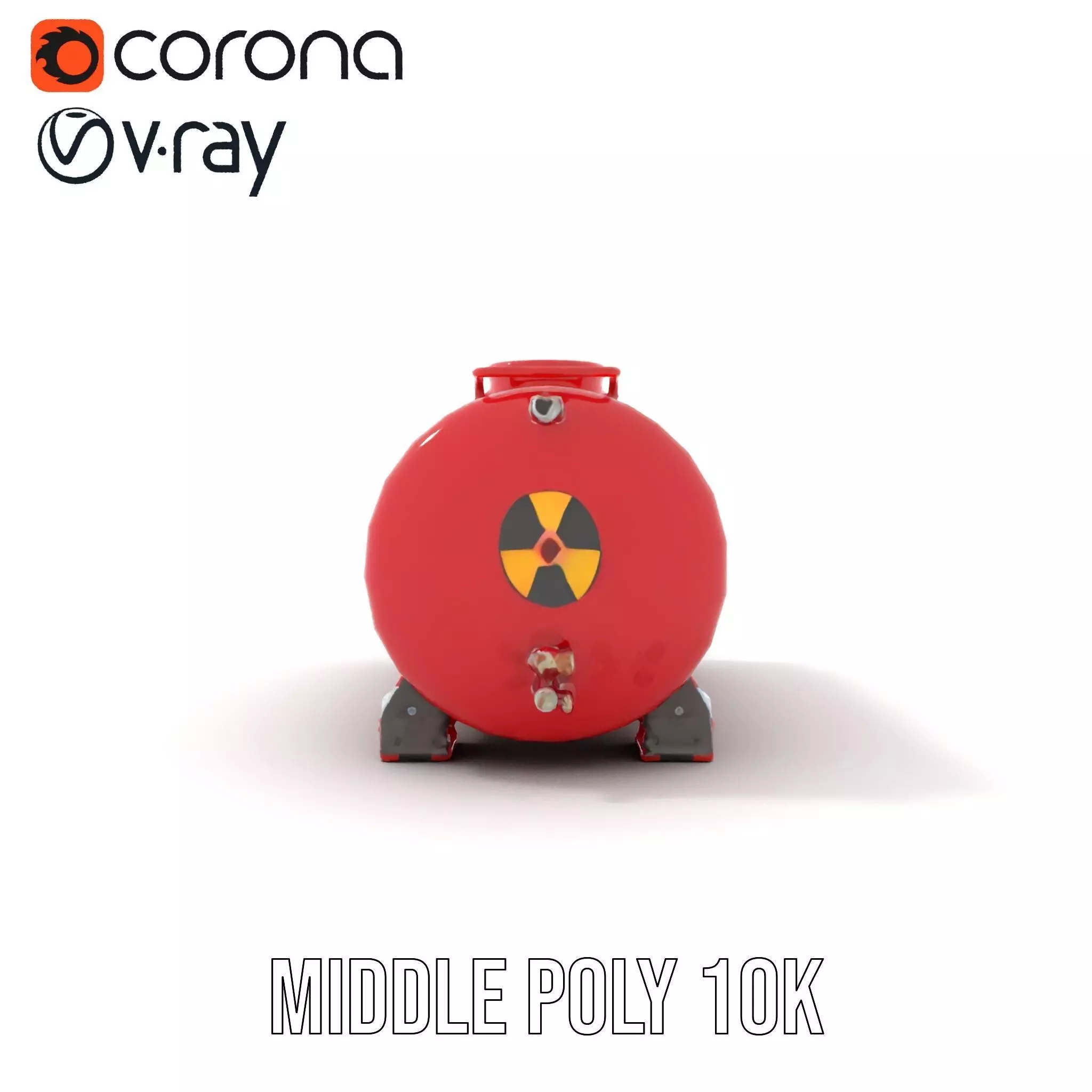 Industrial Red Storage Tank model pack with radiation symbol Low-poly 3D model_16