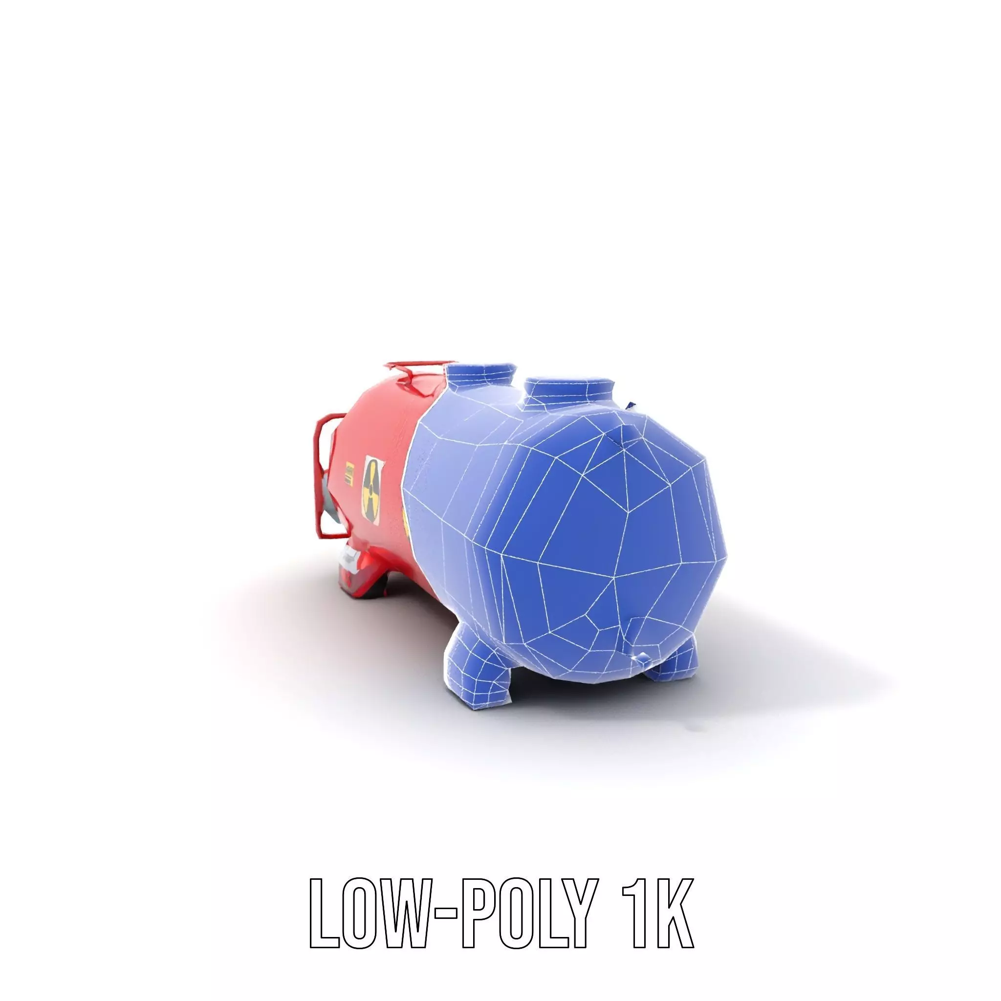 Industrial Red Storage Tank model pack with radiation symbol Low-poly 3D model_17