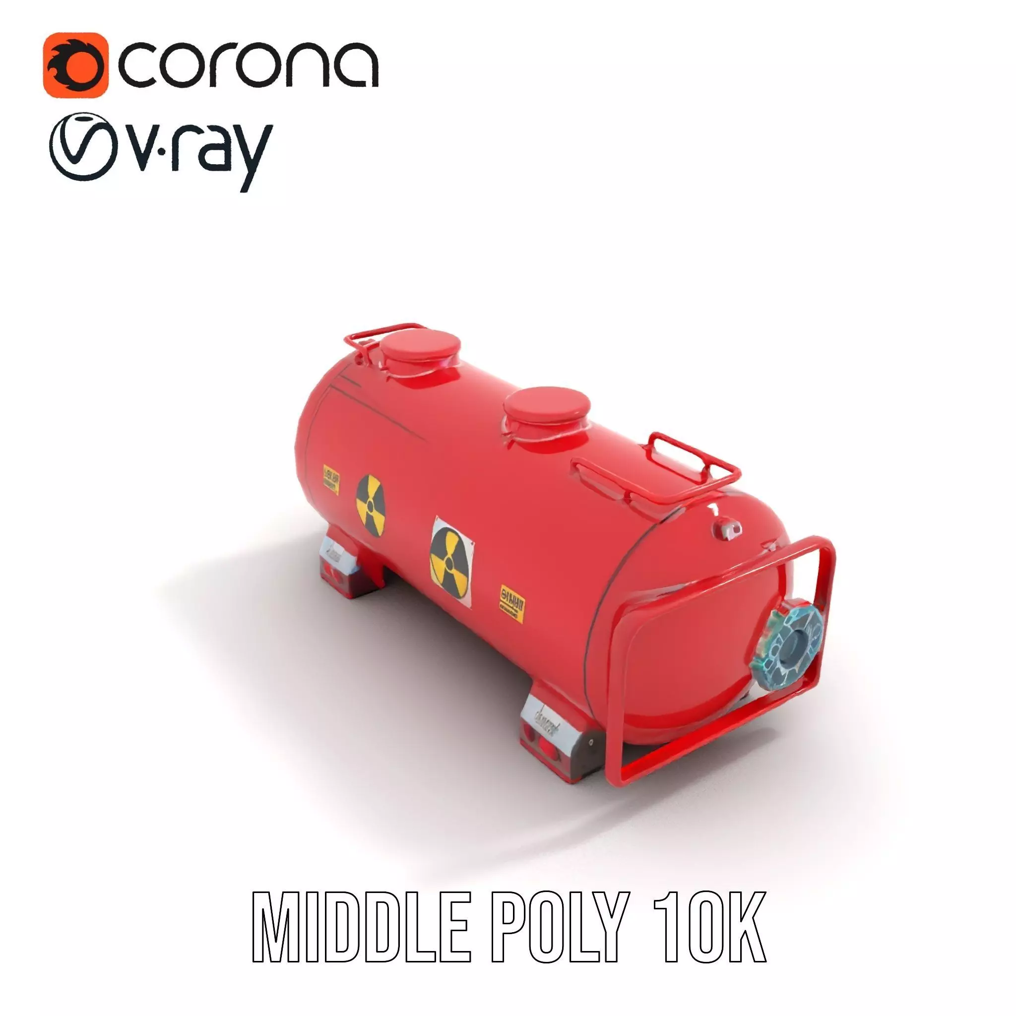 Industrial Red Storage Tank model pack with radiation symbol Low-poly 3D model_11