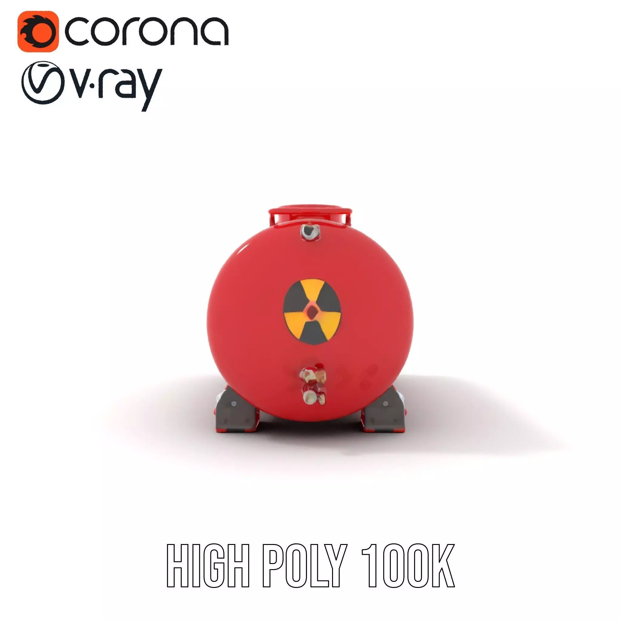 Industrial Red Storage Tank model pack with radiation symbol Low-poly 3D model_18