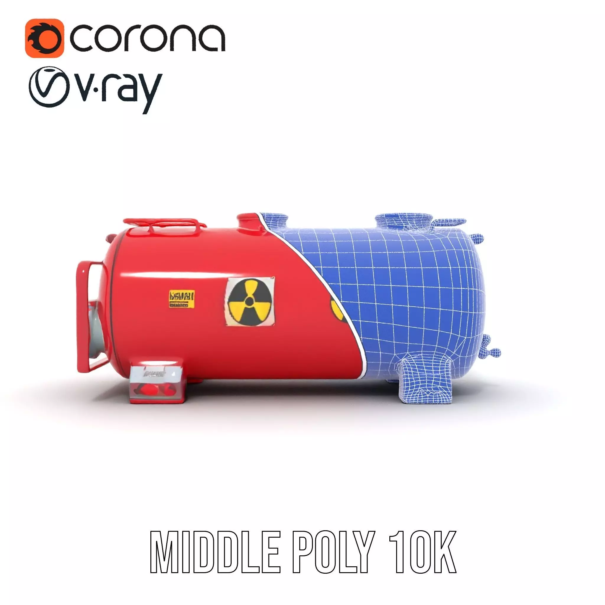 Industrial Red Storage Tank model pack with radiation symbol Low-poly 3D model_29