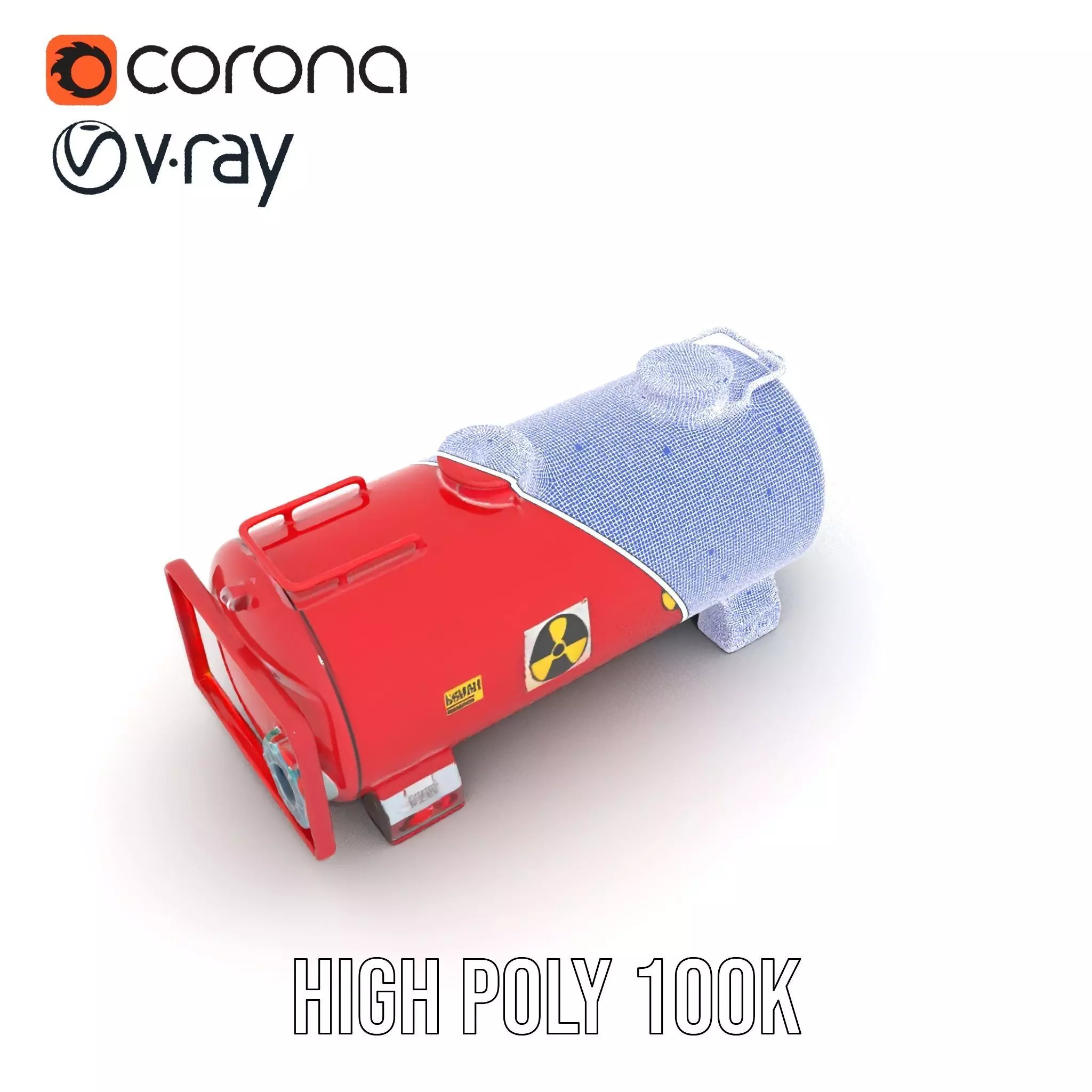 Industrial Red Storage Tank model pack with radiation symbol Low-poly 3D model_32