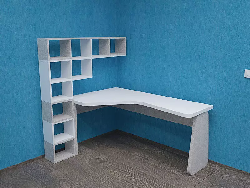 Table desk with shelves and walls 3D model_0