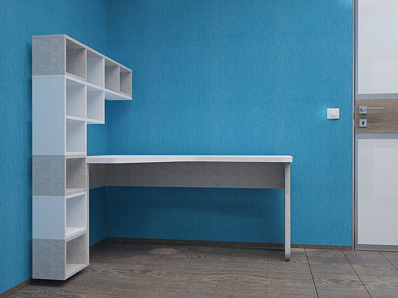 Table desk with shelves and walls 3D model_3