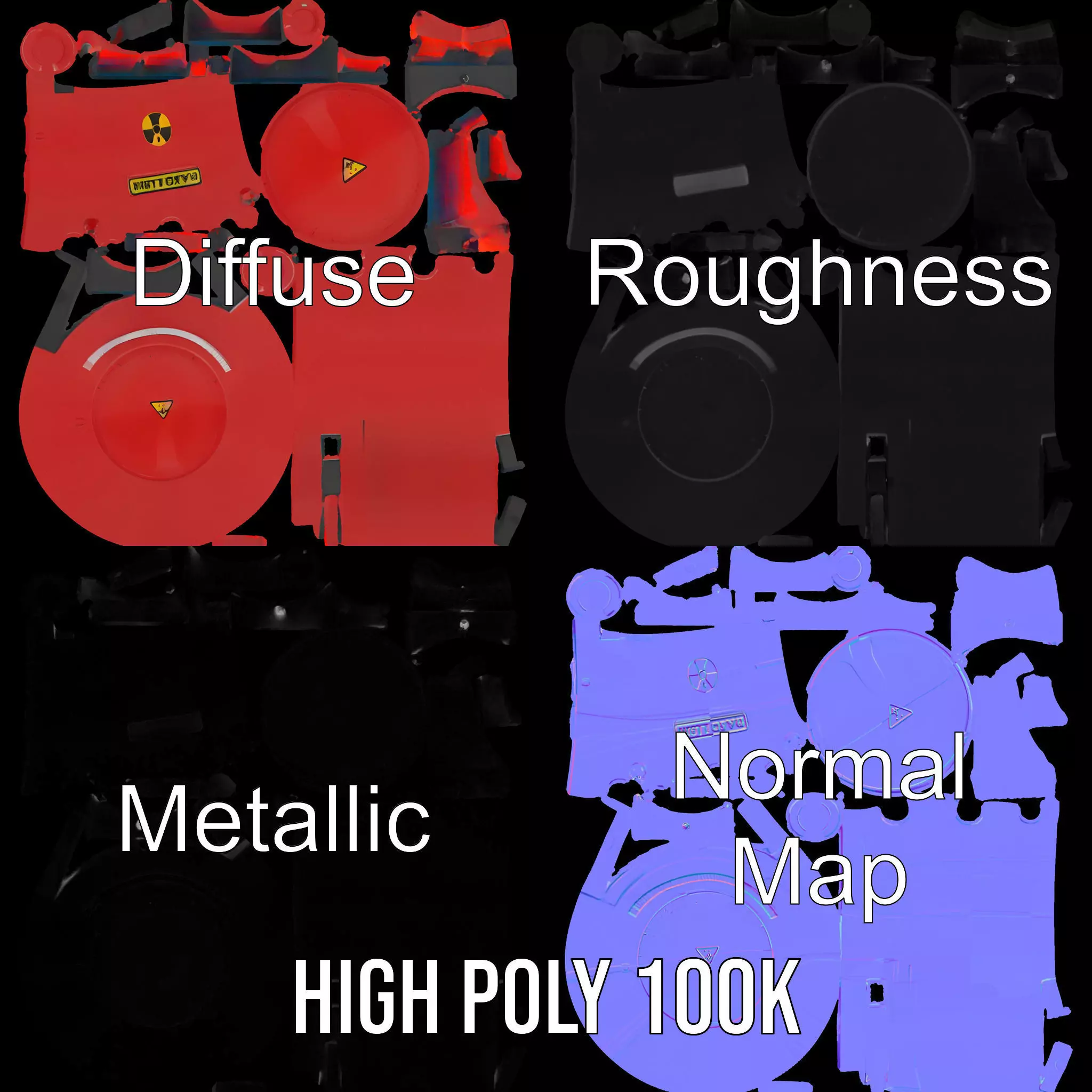 Radiation Tank model pack with PBR textures Low-poly 3D model_3