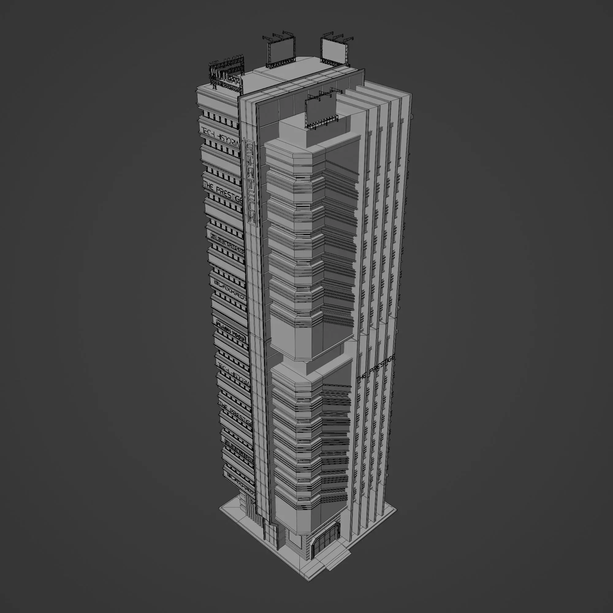 SCIFI CYBERPUNK FUTURISTIC NEON SKYSCRAPER 03 Low-poly 3D model_14