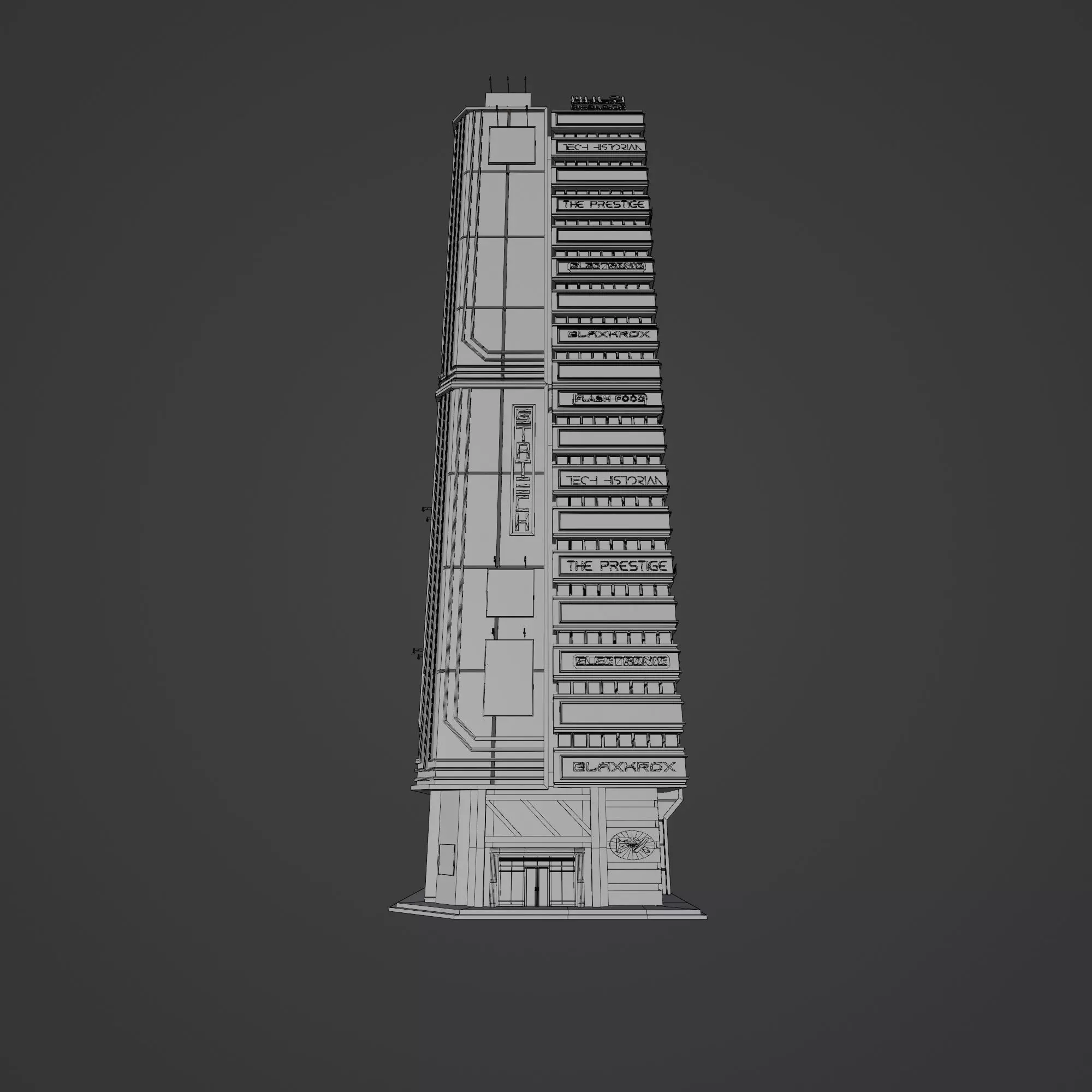 SCIFI CYBERPUNK FUTURISTIC NEON SKYSCRAPER 03 Low-poly 3D model_11