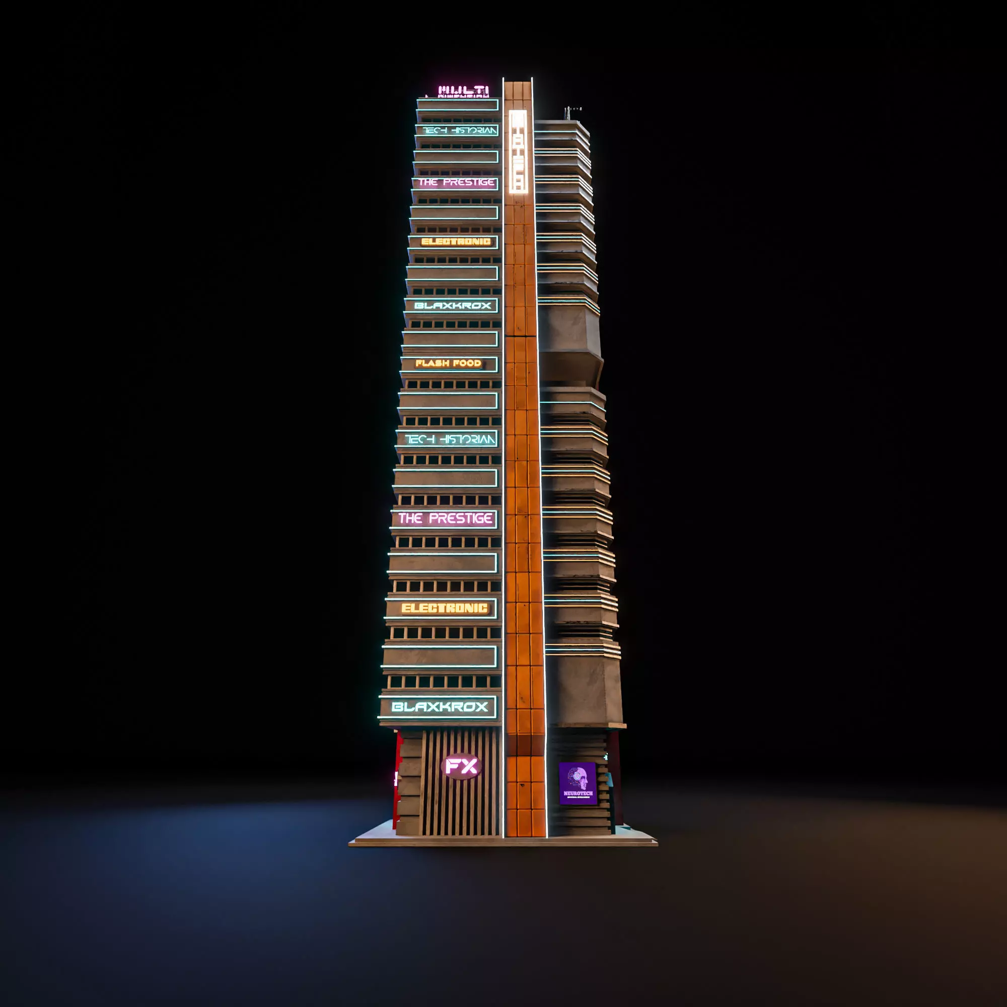 SCIFI CYBERPUNK FUTURISTIC NEON SKYSCRAPER 03 Low-poly 3D model_3