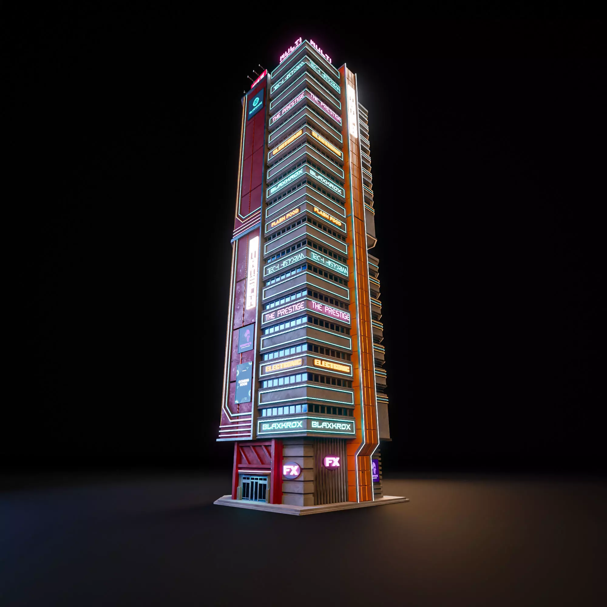 SCIFI CYBERPUNK FUTURISTIC NEON SKYSCRAPER 03 Low-poly 3D model_2