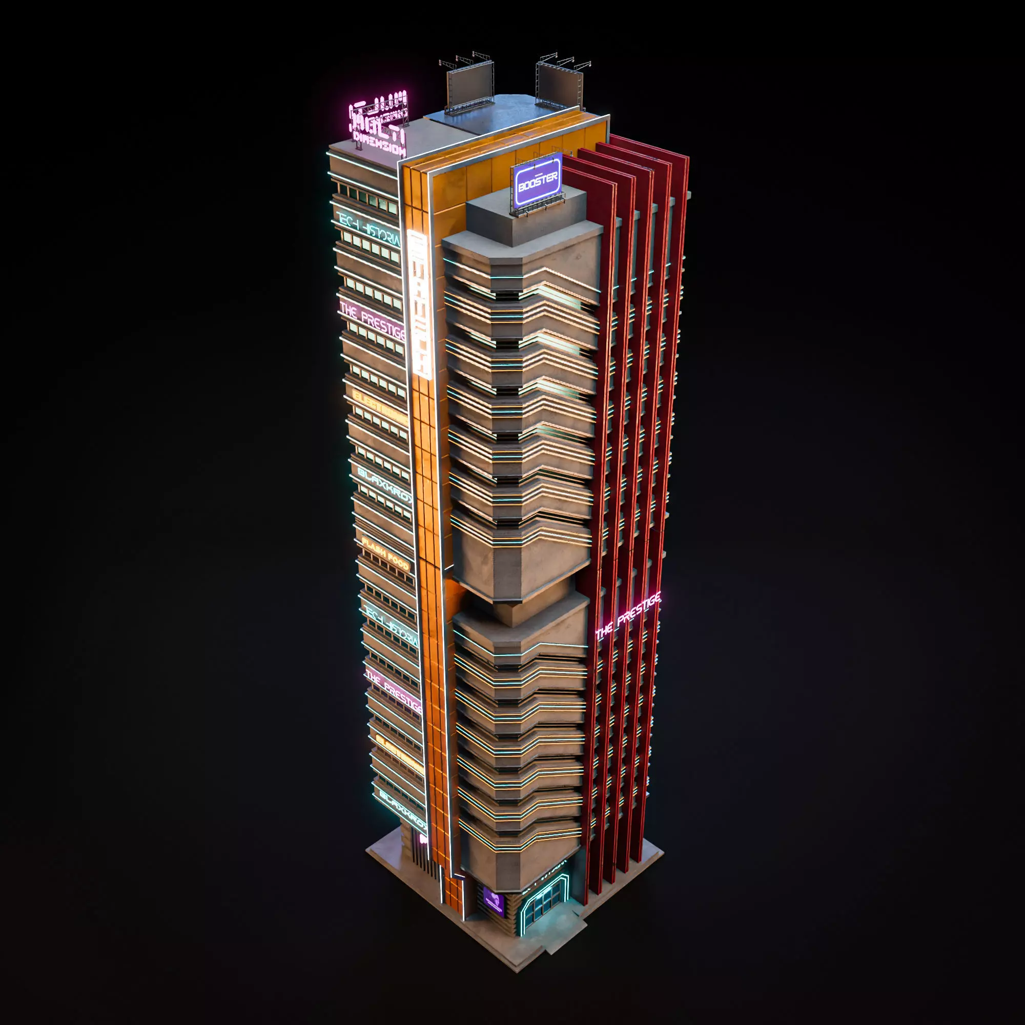 SCIFI CYBERPUNK FUTURISTIC NEON SKYSCRAPER 03 Low-poly 3D model_10