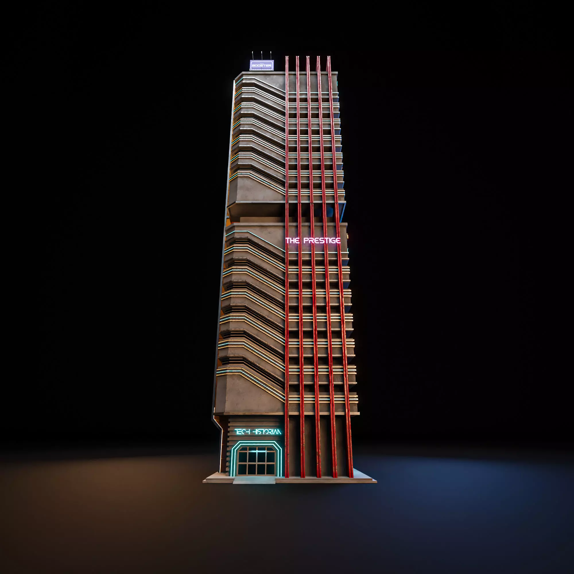 SCIFI CYBERPUNK FUTURISTIC NEON SKYSCRAPER 03 Low-poly 3D model_5