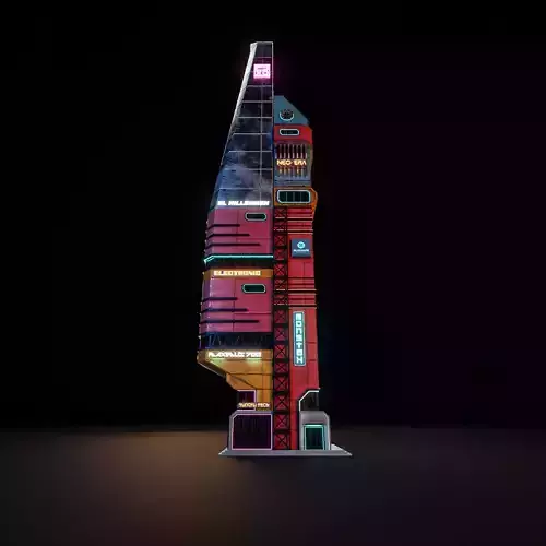 SCIFI CYBERPUNK FUTURISTIC NEON SKYSCRAPER 04 Low-poly 3D model SCIFI CYBERPUNK FUTURISTIC NEON SKYSCRAPER 04 Low-poly 3D model