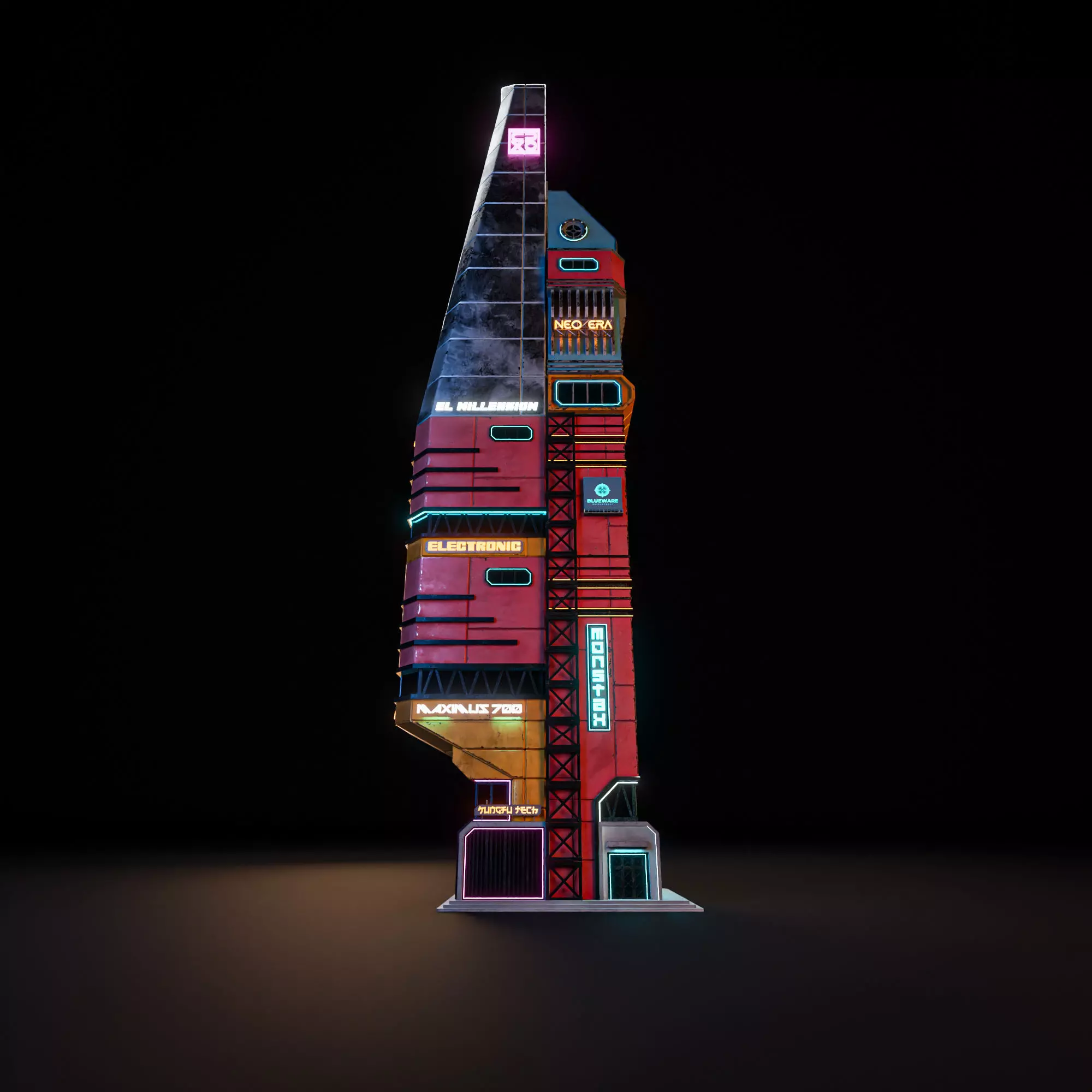 SCIFI CYBERPUNK FUTURISTIC NEON SKYSCRAPER 04 Low-poly 3D model_0