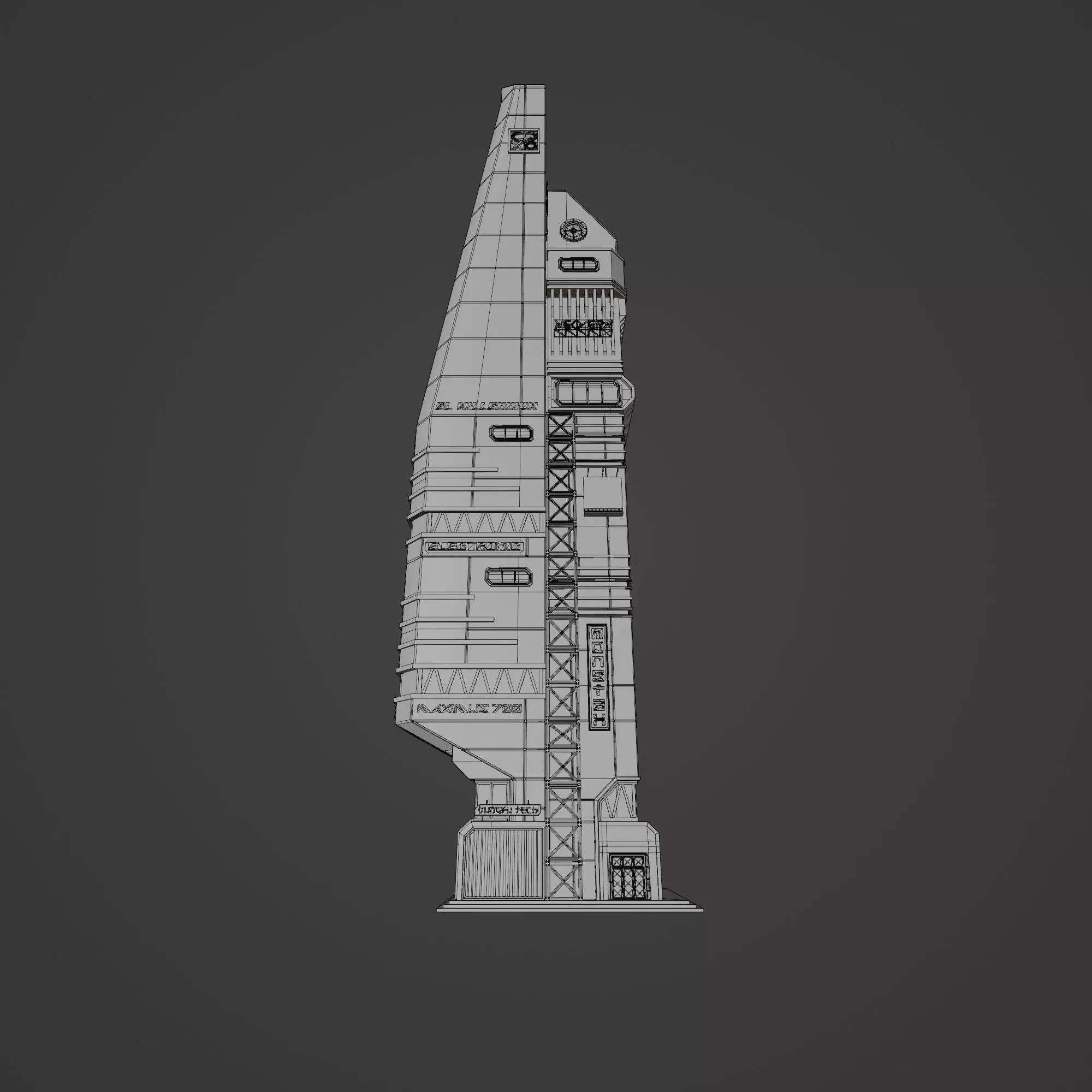SCIFI CYBERPUNK FUTURISTIC NEON SKYSCRAPER 04 Low-poly 3D model_11