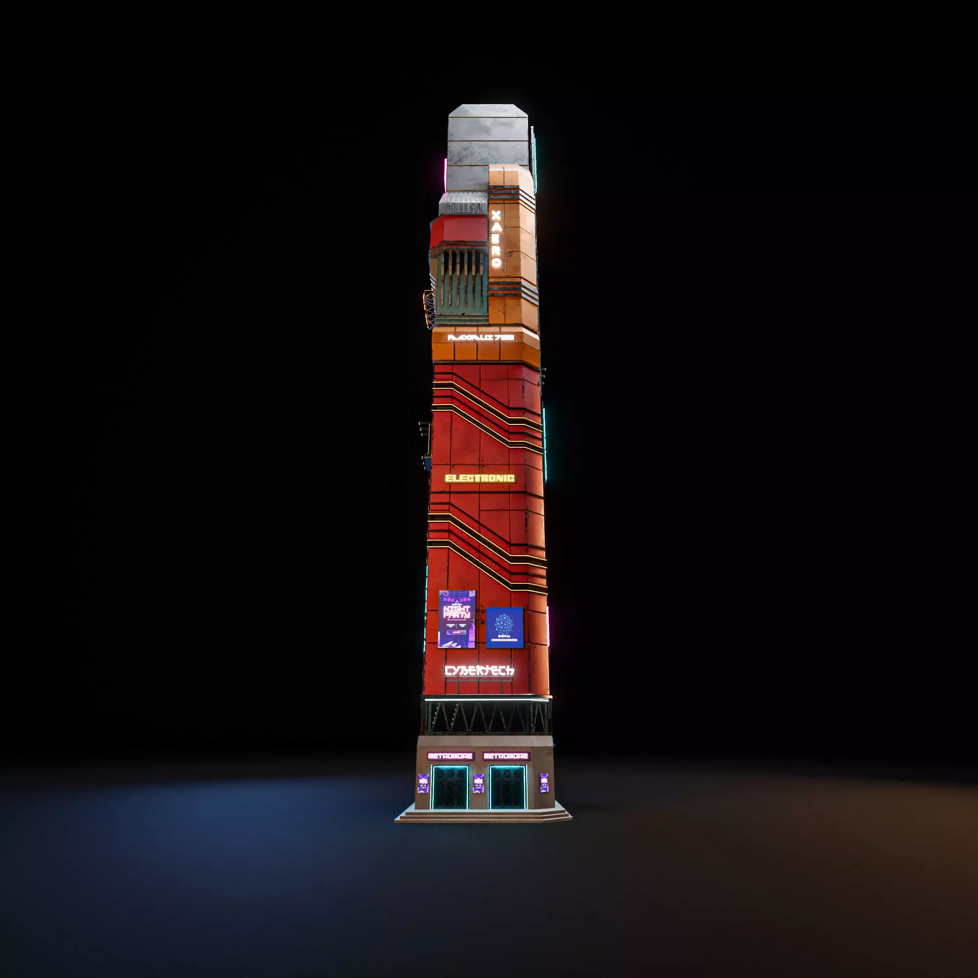 SCIFI CYBERPUNK FUTURISTIC NEON SKYSCRAPER 04 Low-poly 3D model_3