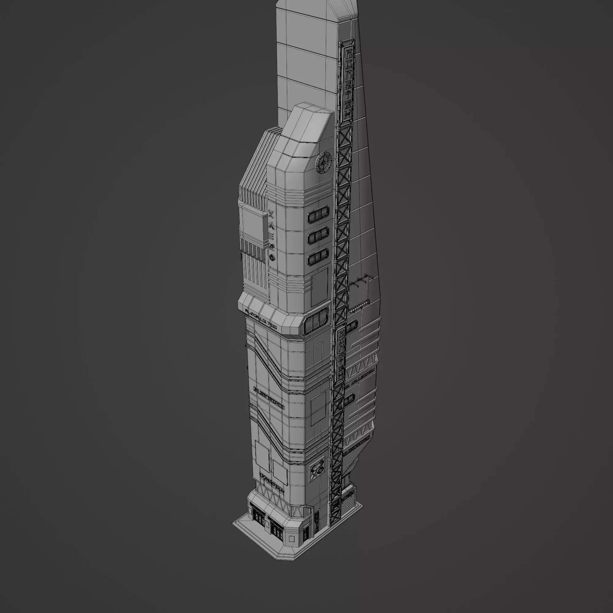 SCIFI CYBERPUNK FUTURISTIC NEON SKYSCRAPER 04 Low-poly 3D model_12