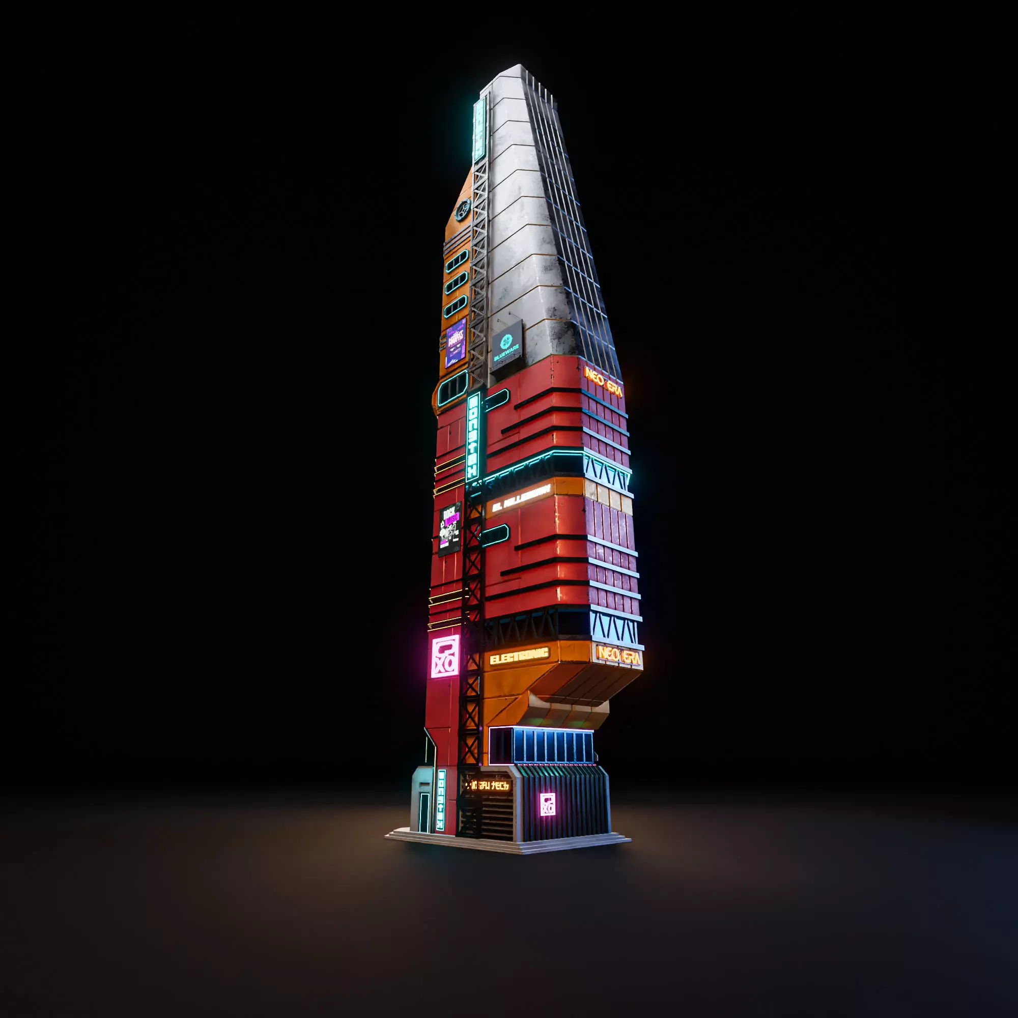 SCIFI CYBERPUNK FUTURISTIC NEON SKYSCRAPER 04 Low-poly 3D model_6