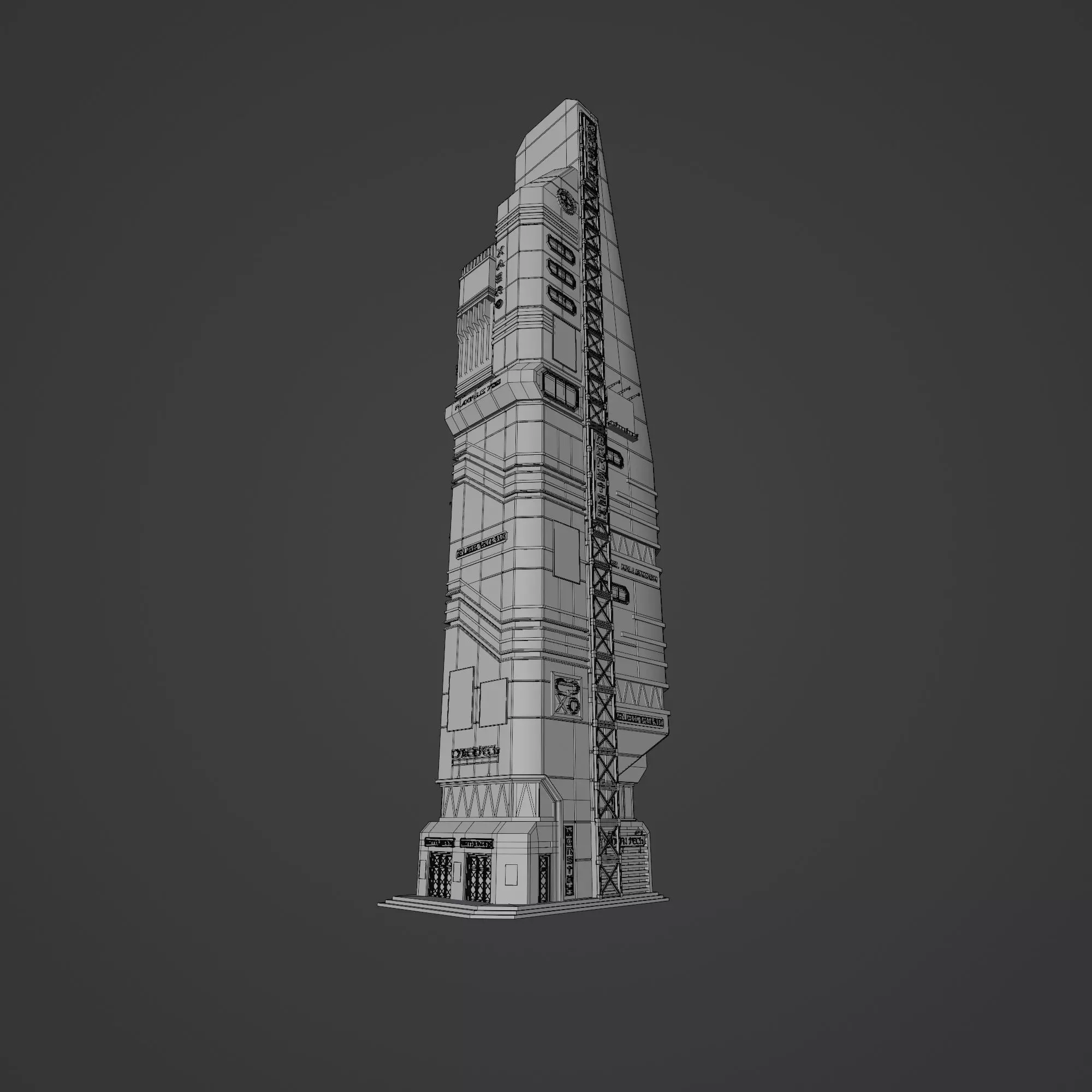 SCIFI CYBERPUNK FUTURISTIC NEON SKYSCRAPER 04 Low-poly 3D model_13