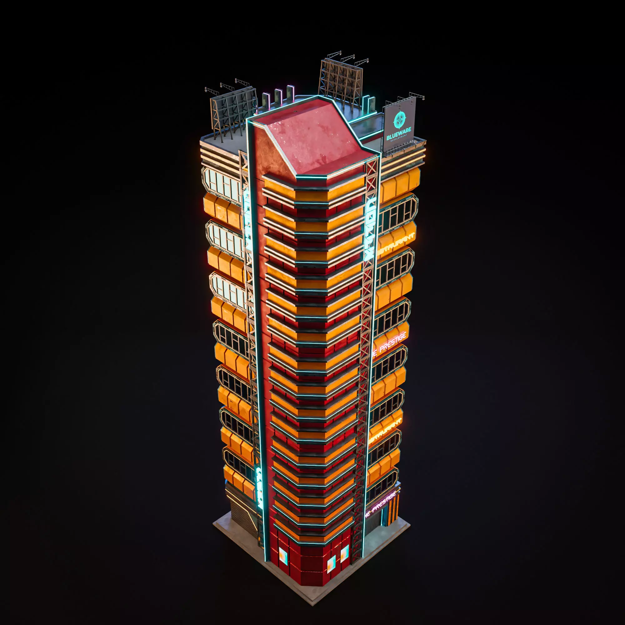 SCIFI CYBERPUNK FUTURISTIC NEON SKYSCRAPER 06 Low-poly 3D model_10