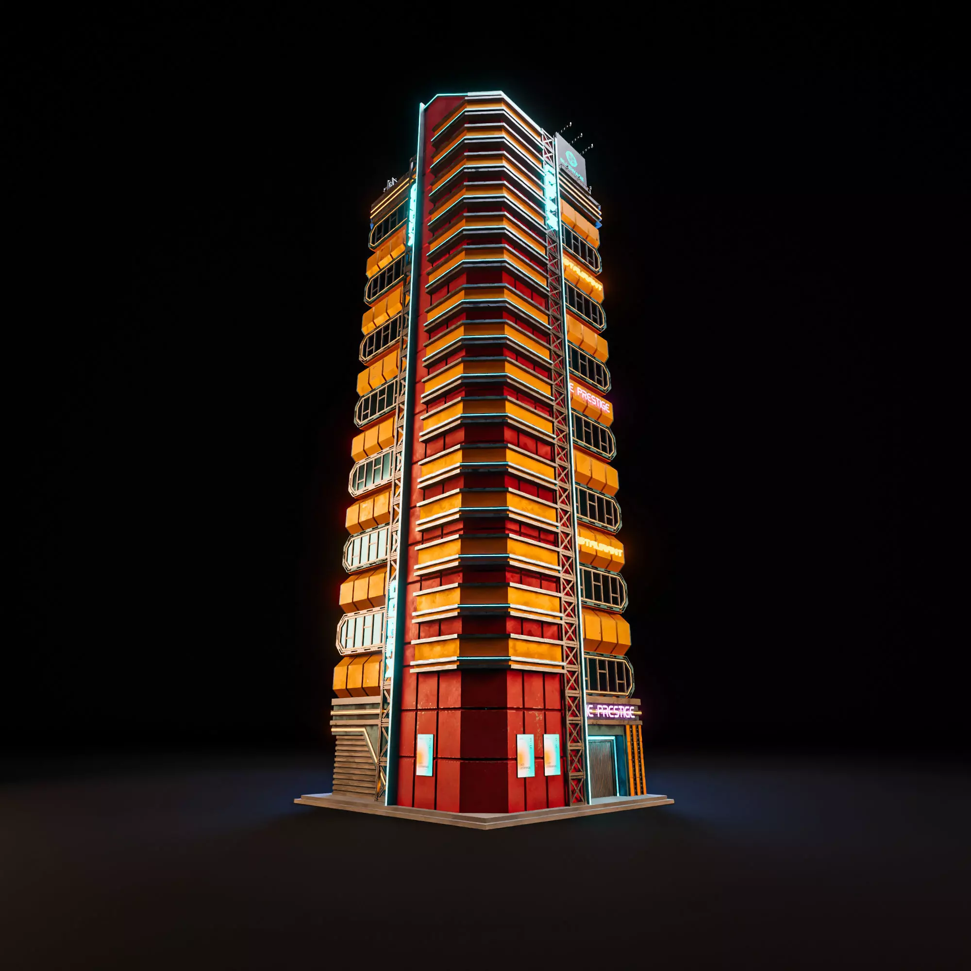 SCIFI CYBERPUNK FUTURISTIC NEON SKYSCRAPER 06 Low-poly 3D model_4