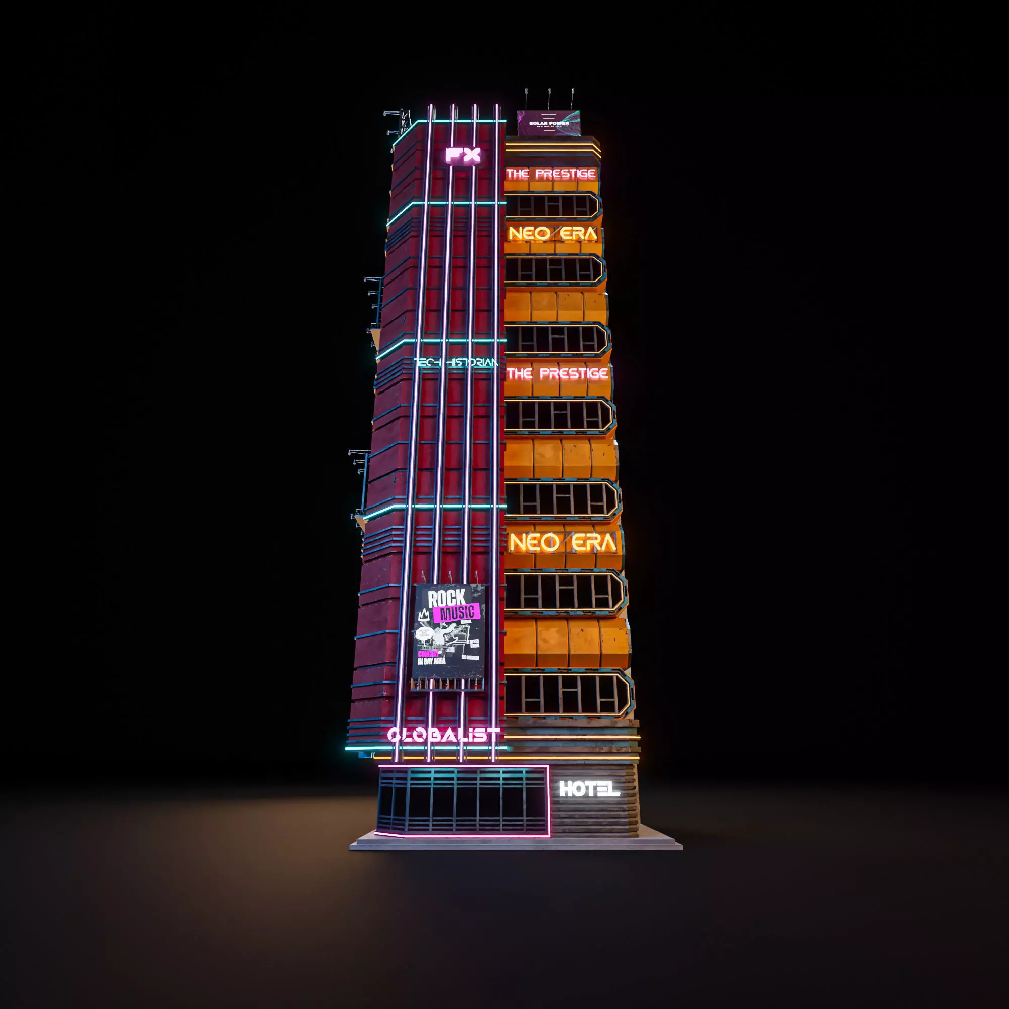 SCIFI CYBERPUNK FUTURISTIC NEON SKYSCRAPER 06 Low-poly 3D model_0