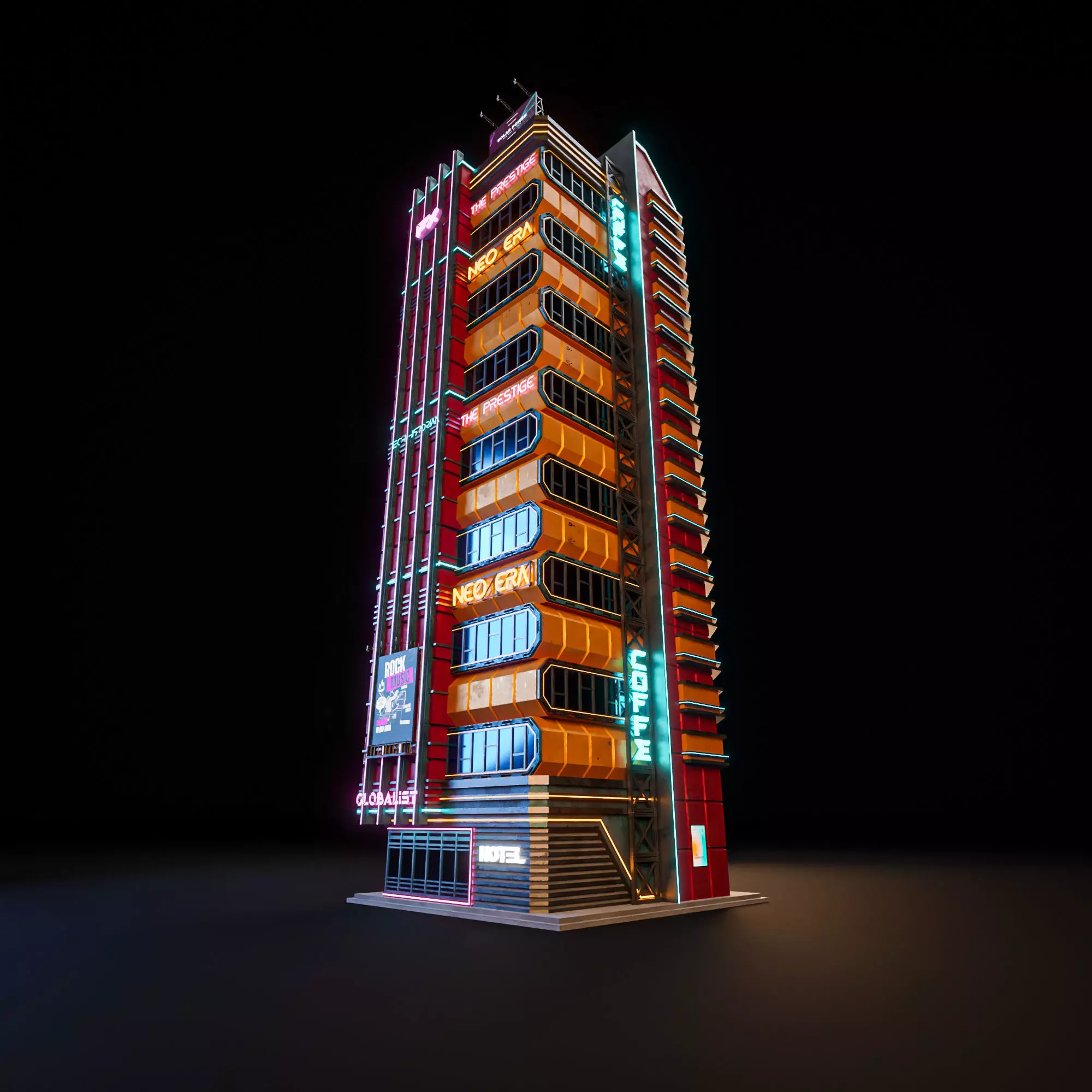 SCIFI CYBERPUNK FUTURISTIC NEON SKYSCRAPER 06 Low-poly 3D model_2