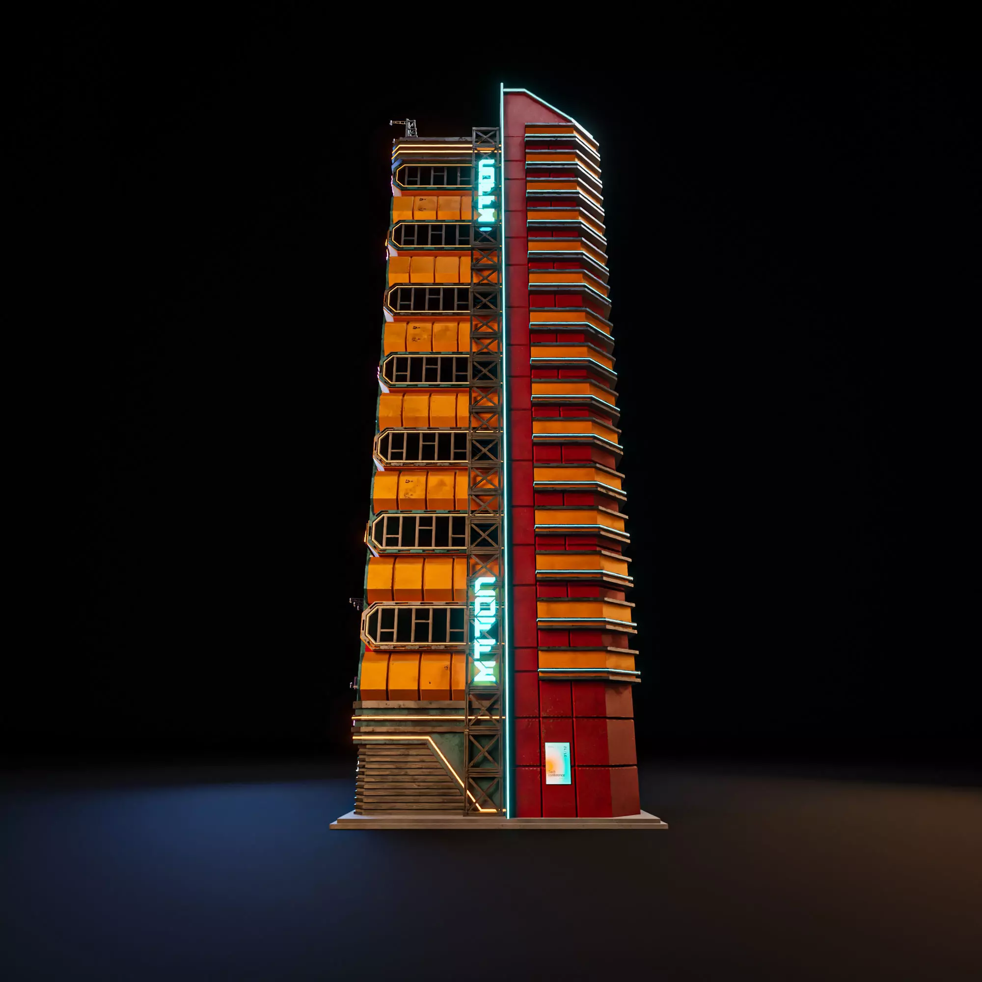 SCIFI CYBERPUNK FUTURISTIC NEON SKYSCRAPER 06 Low-poly 3D model_3