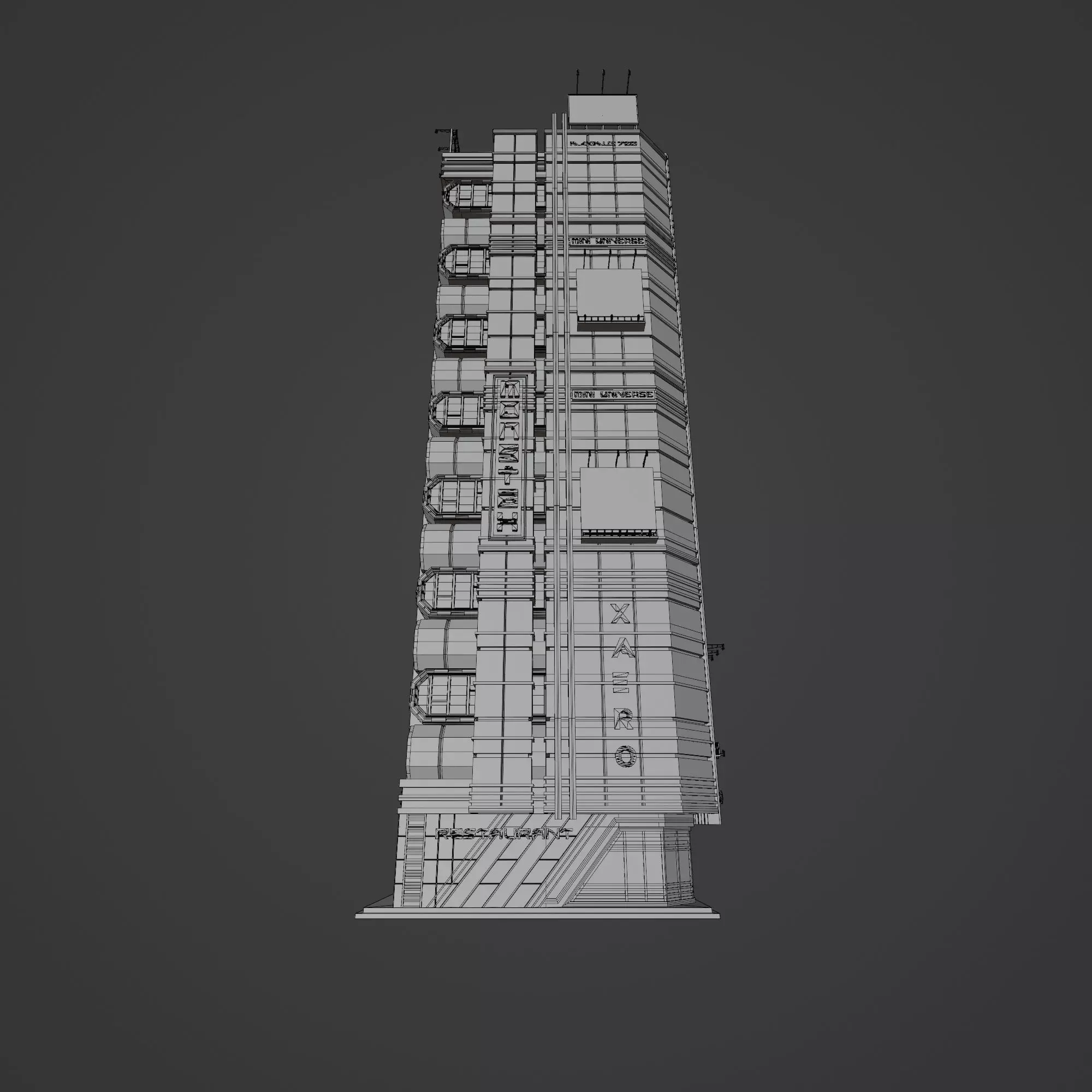 SCIFI CYBERPUNK FUTURISTIC NEON SKYSCRAPER 06 Low-poly 3D model_14
