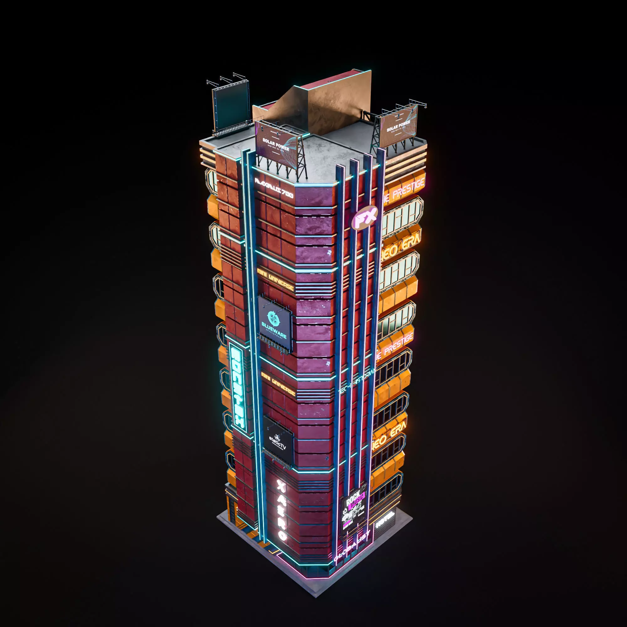 SCIFI CYBERPUNK FUTURISTIC NEON SKYSCRAPER 06 Low-poly 3D model_9