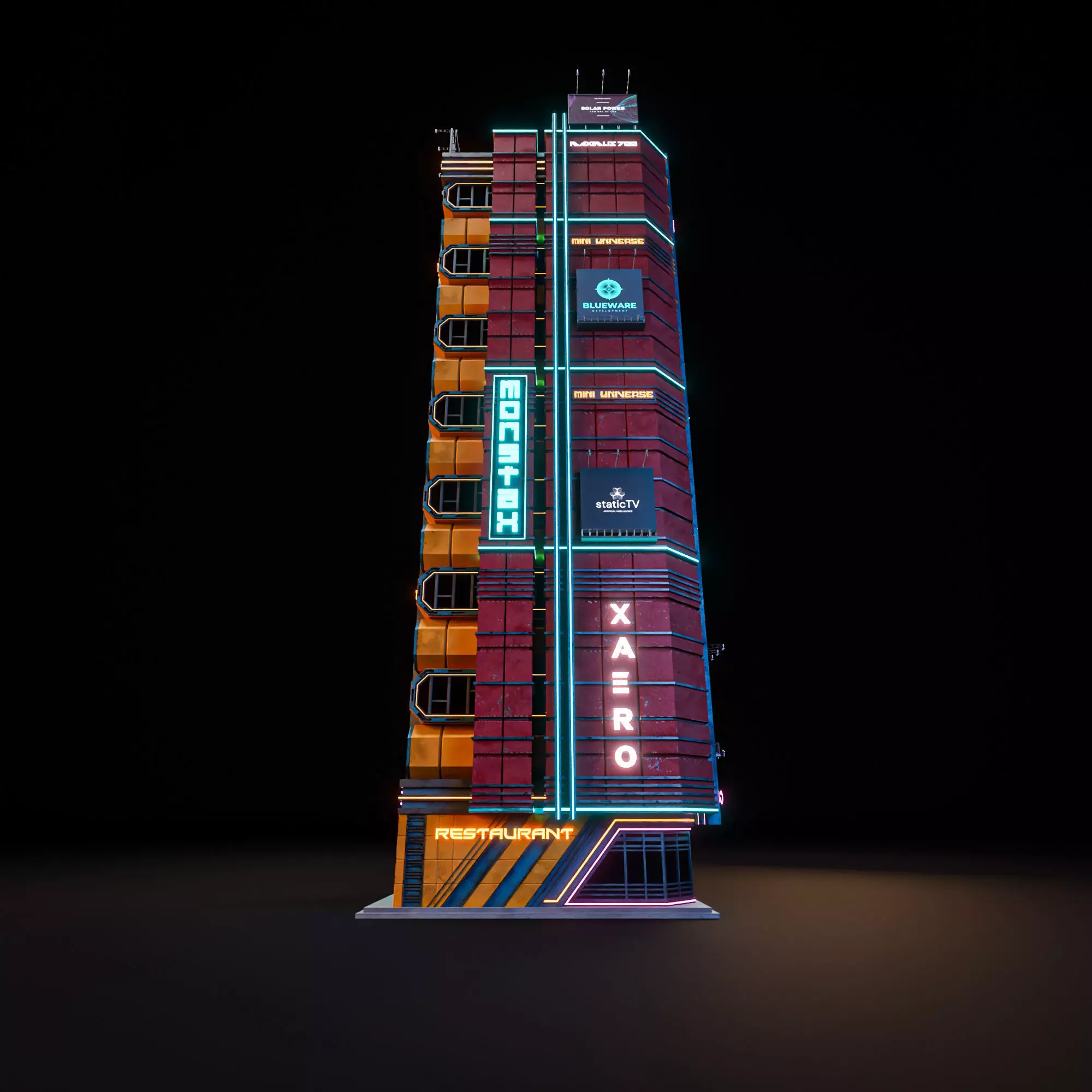 SCIFI CYBERPUNK FUTURISTIC NEON SKYSCRAPER 06 Low-poly 3D model_7