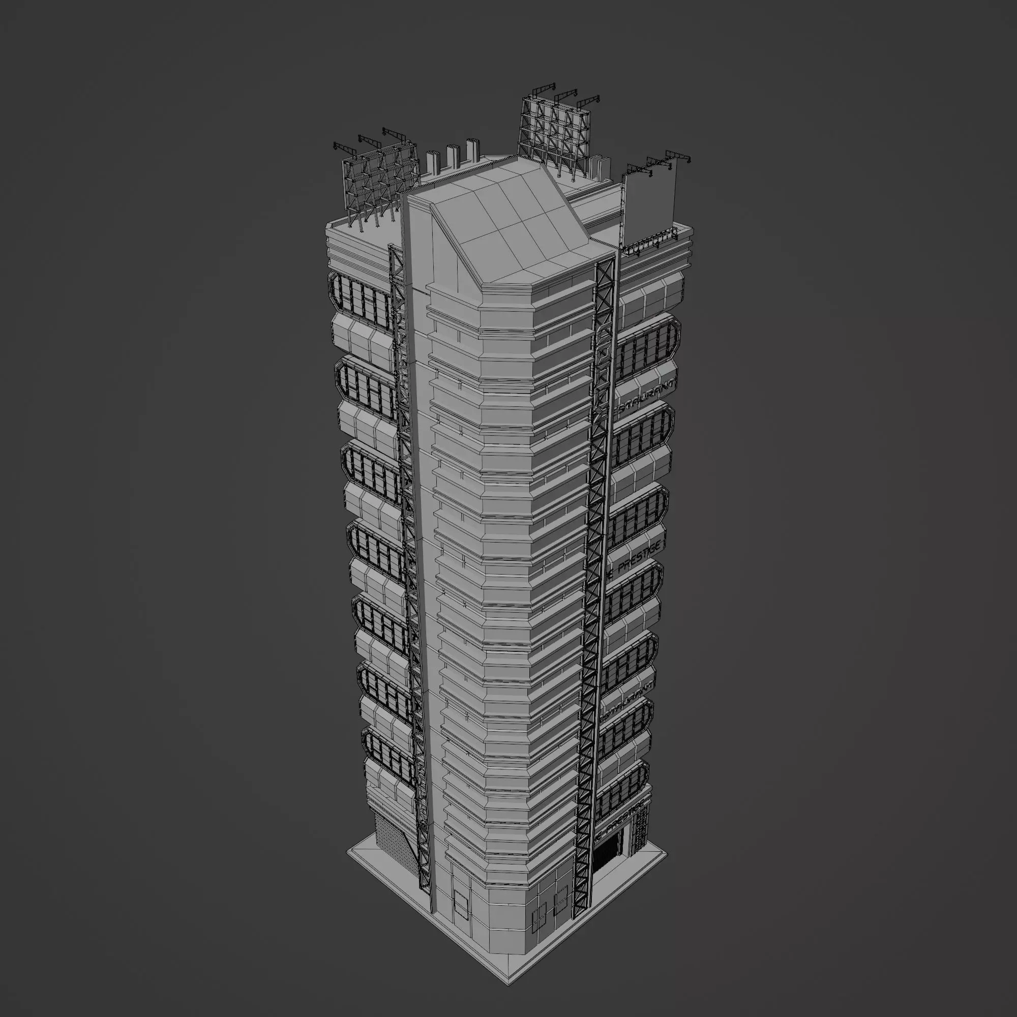 SCIFI CYBERPUNK FUTURISTIC NEON SKYSCRAPER 06 Low-poly 3D model_12