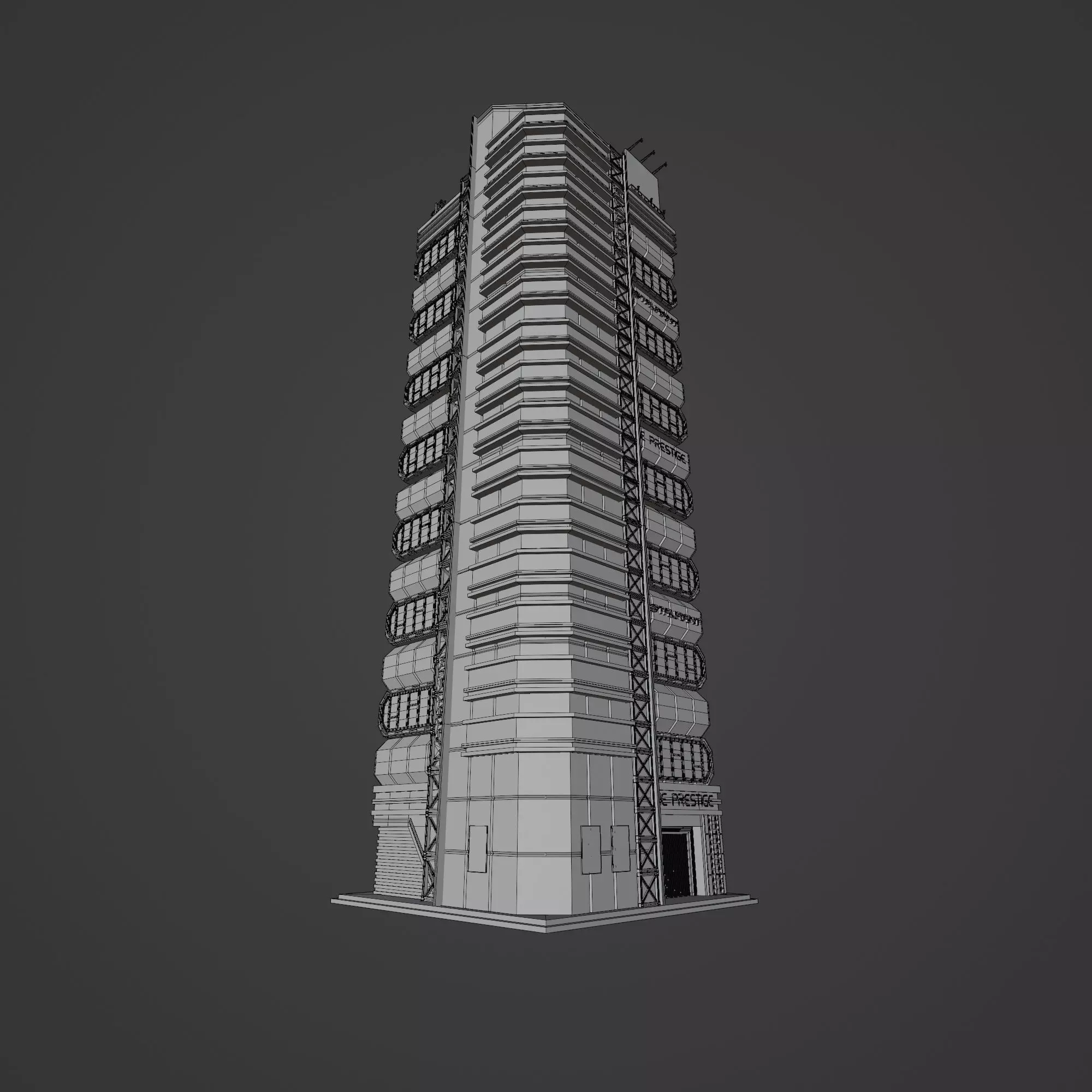 SCIFI CYBERPUNK FUTURISTIC NEON SKYSCRAPER 06 Low-poly 3D model_11