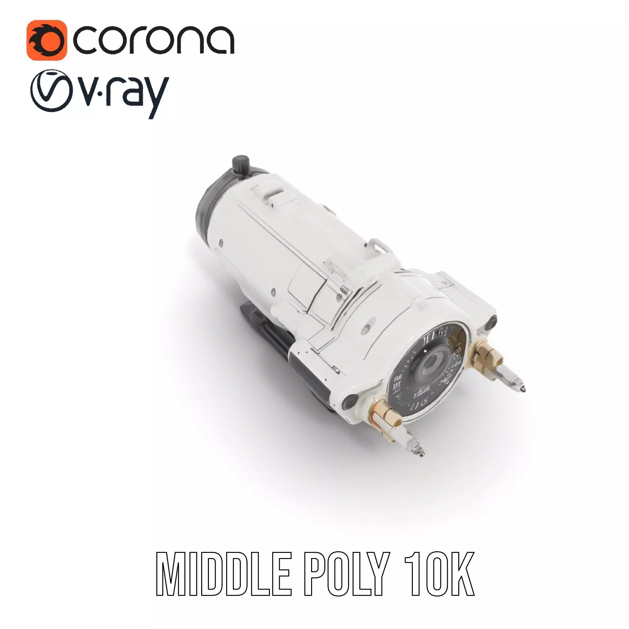 Futuristic White Minigun Model Pack Low-poly 3D model_16