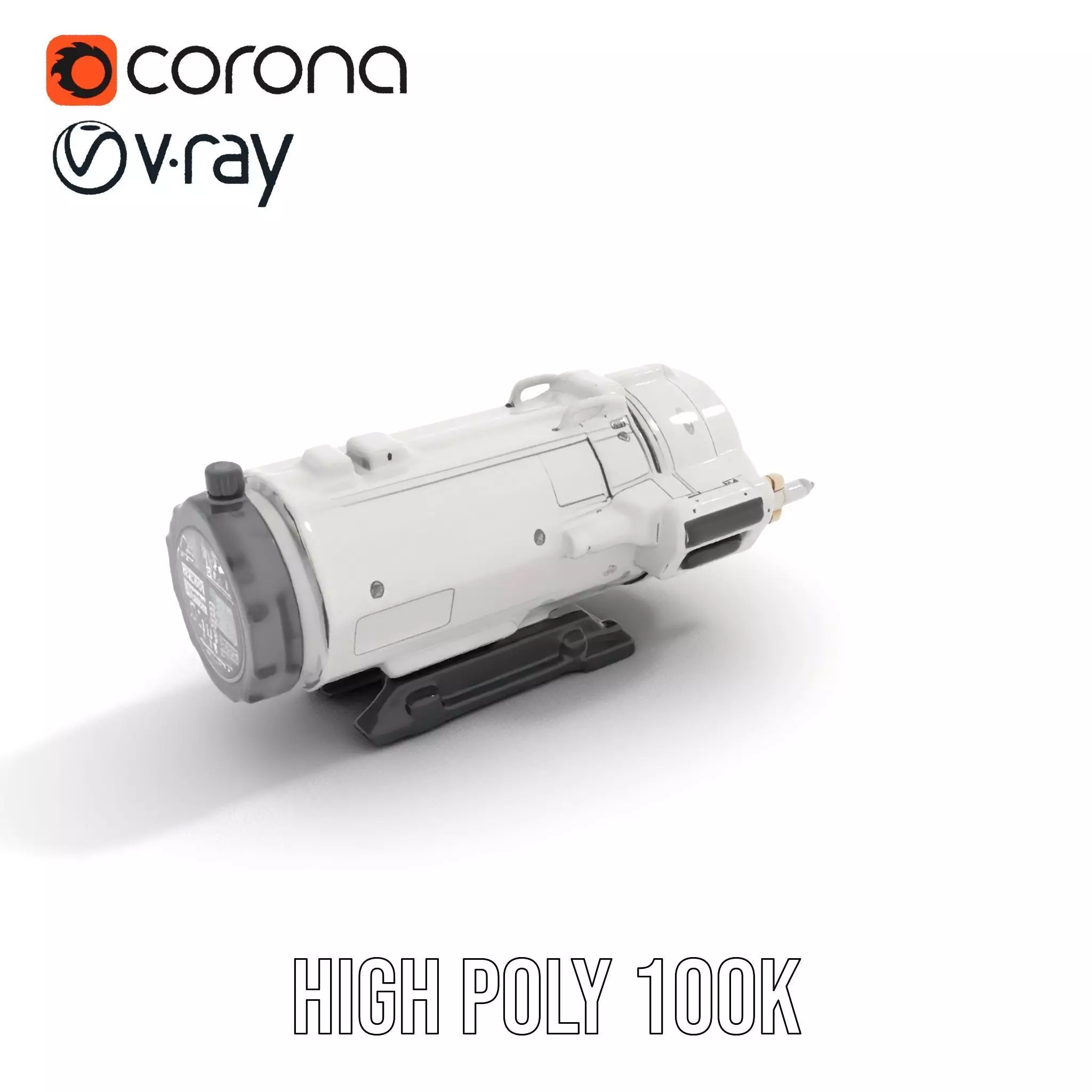 Futuristic White Minigun Model Pack Low-poly 3D model_27