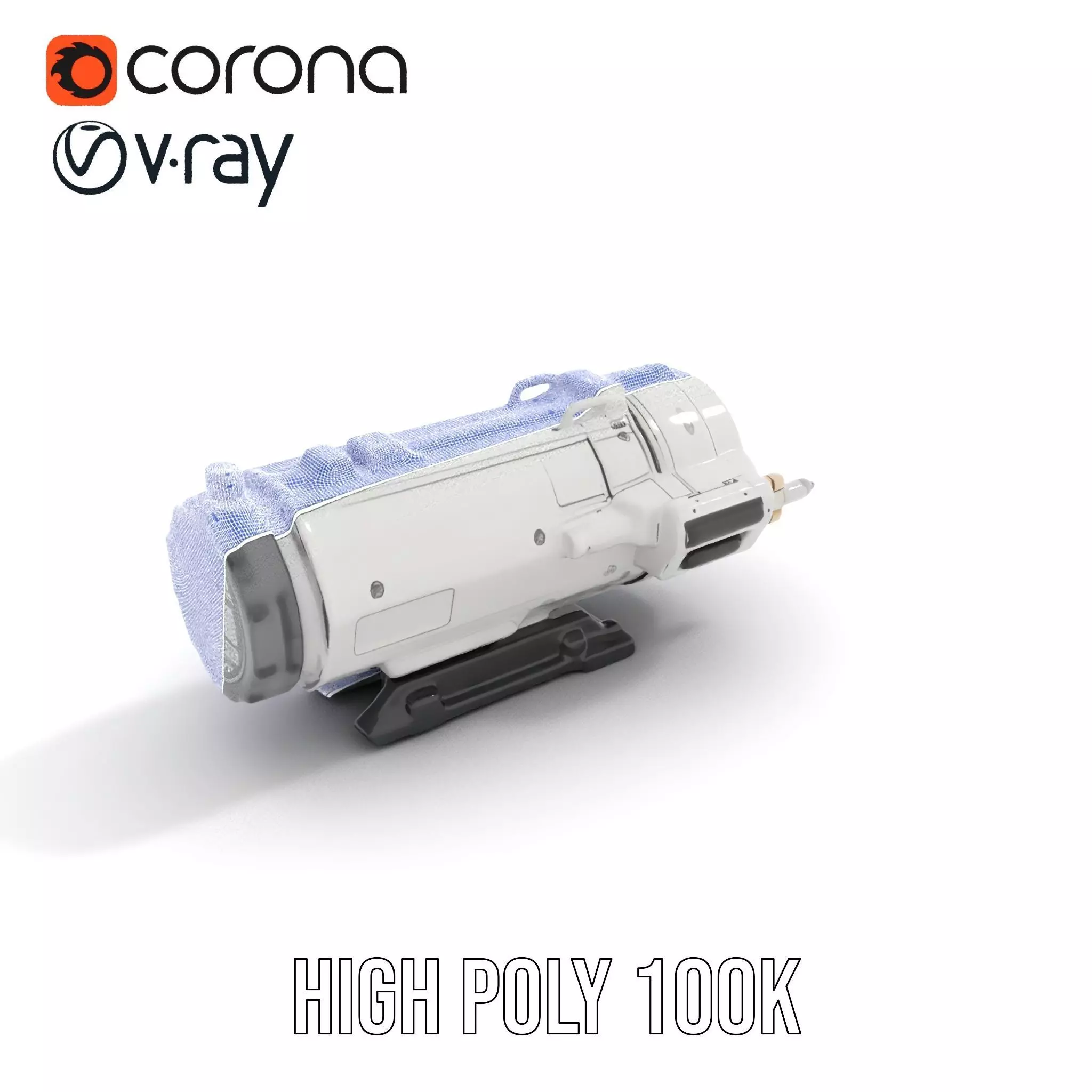 Futuristic White Minigun Model Pack Low-poly 3D model_30